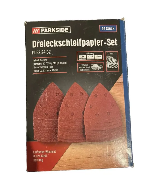 ست ورق سنباده مثلثی پارکساید 24 عددی