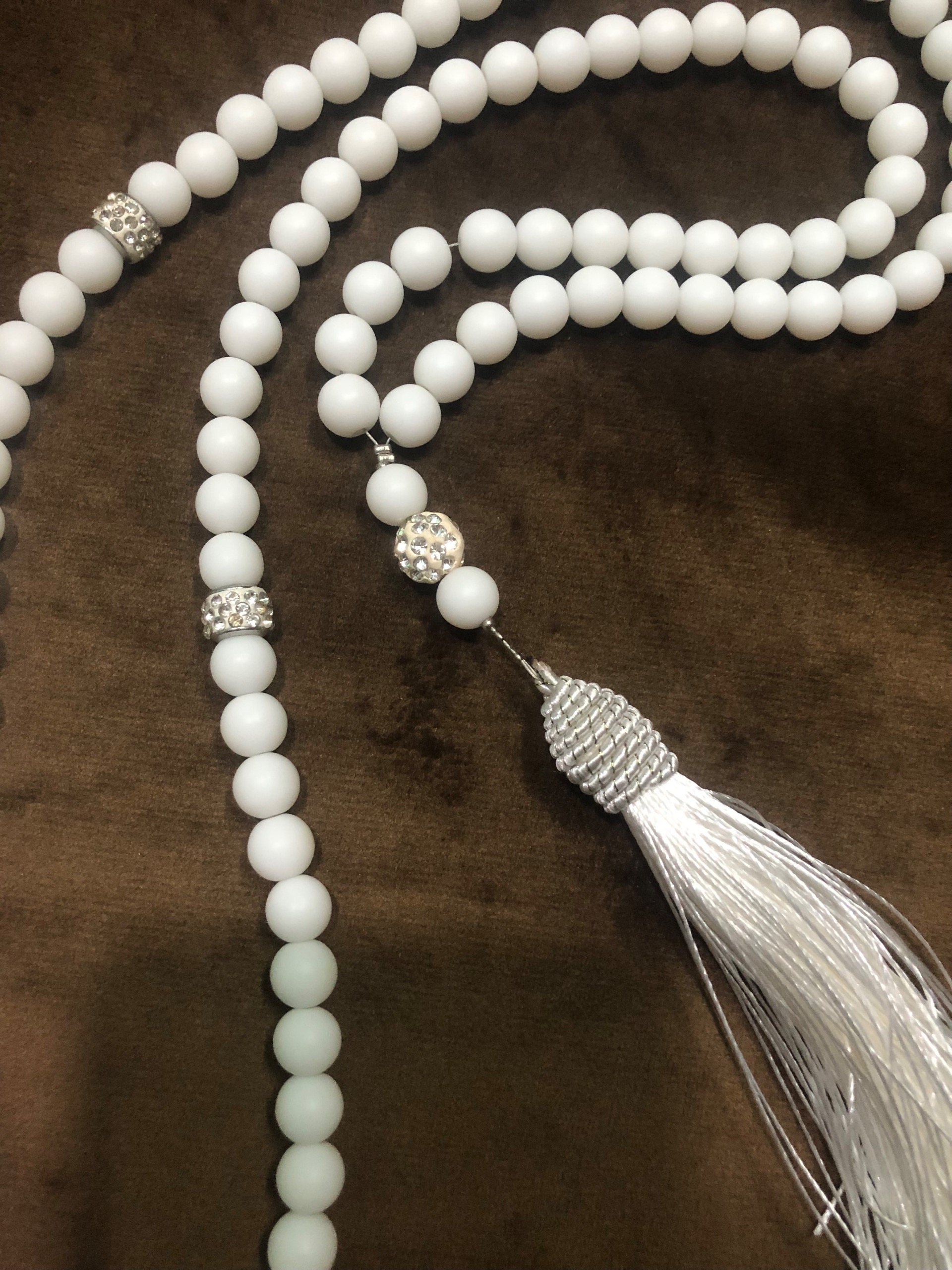 تسبیح سنگ اونیکس سفید