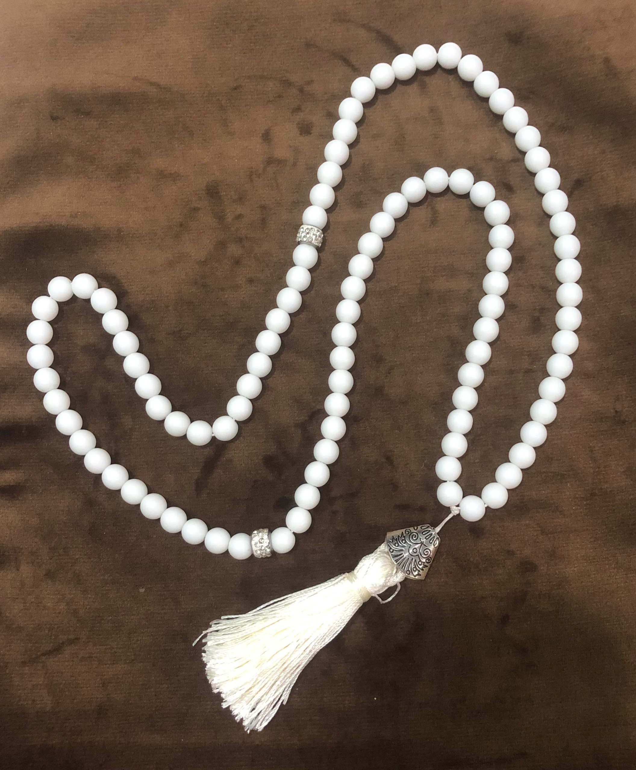 تسبیح سنگ اونیکس سفید