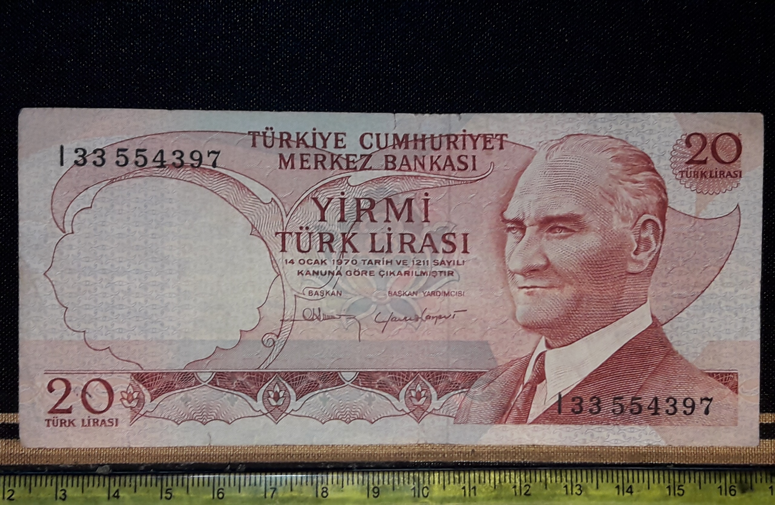 اسکناس کلکسیونی 20 لیره ترکیه قدیم 1968
