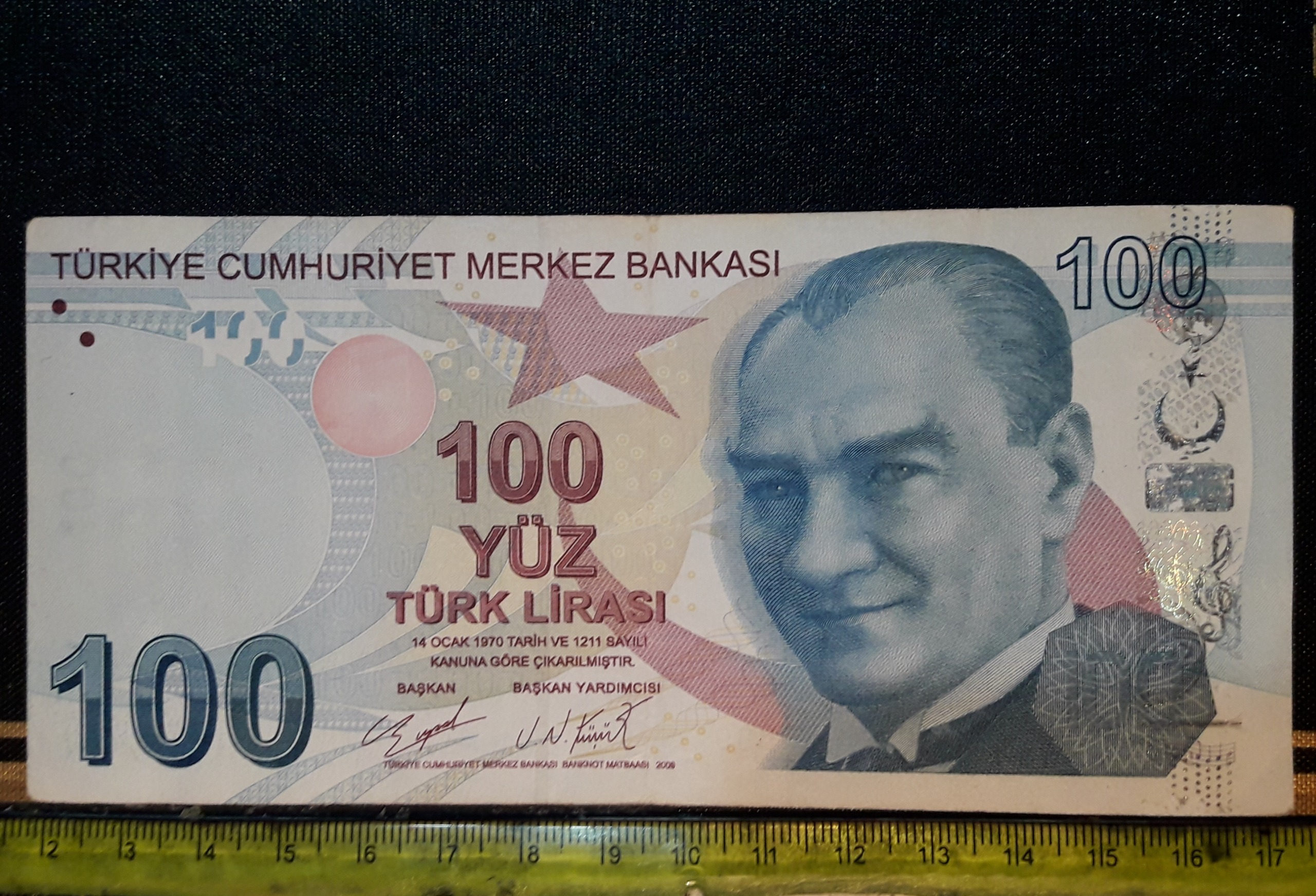 اسکناز ارزشمند 100 لیره ترکیه 2009 رقم بالا