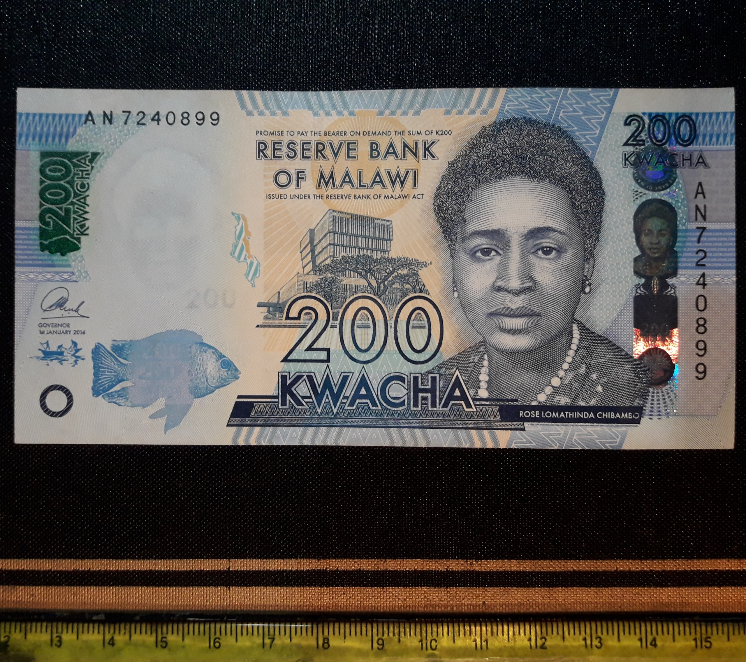 اسکناس کلکسیونی 200 کواچا مالاوی 2016