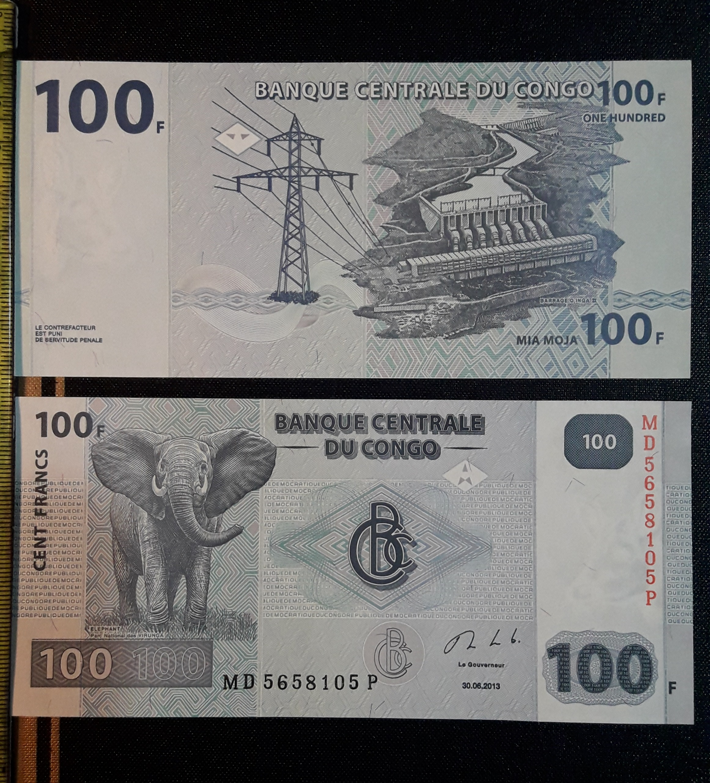 اسکناس کلکسیونی 100فرانک  کنگو 2013