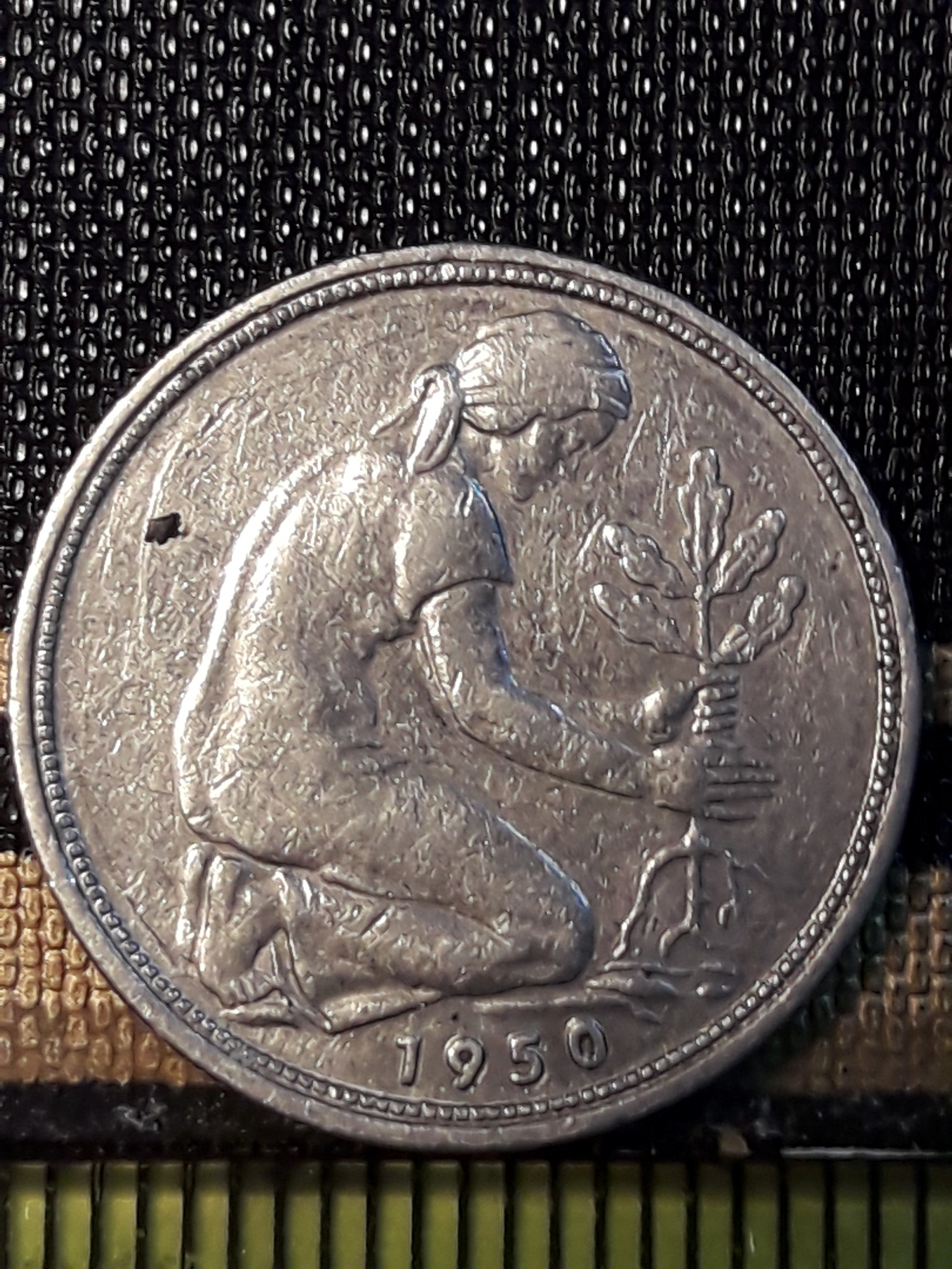 سکه کلکسیونی قدیمی50فینینگ آلمان رایش1950J کد280