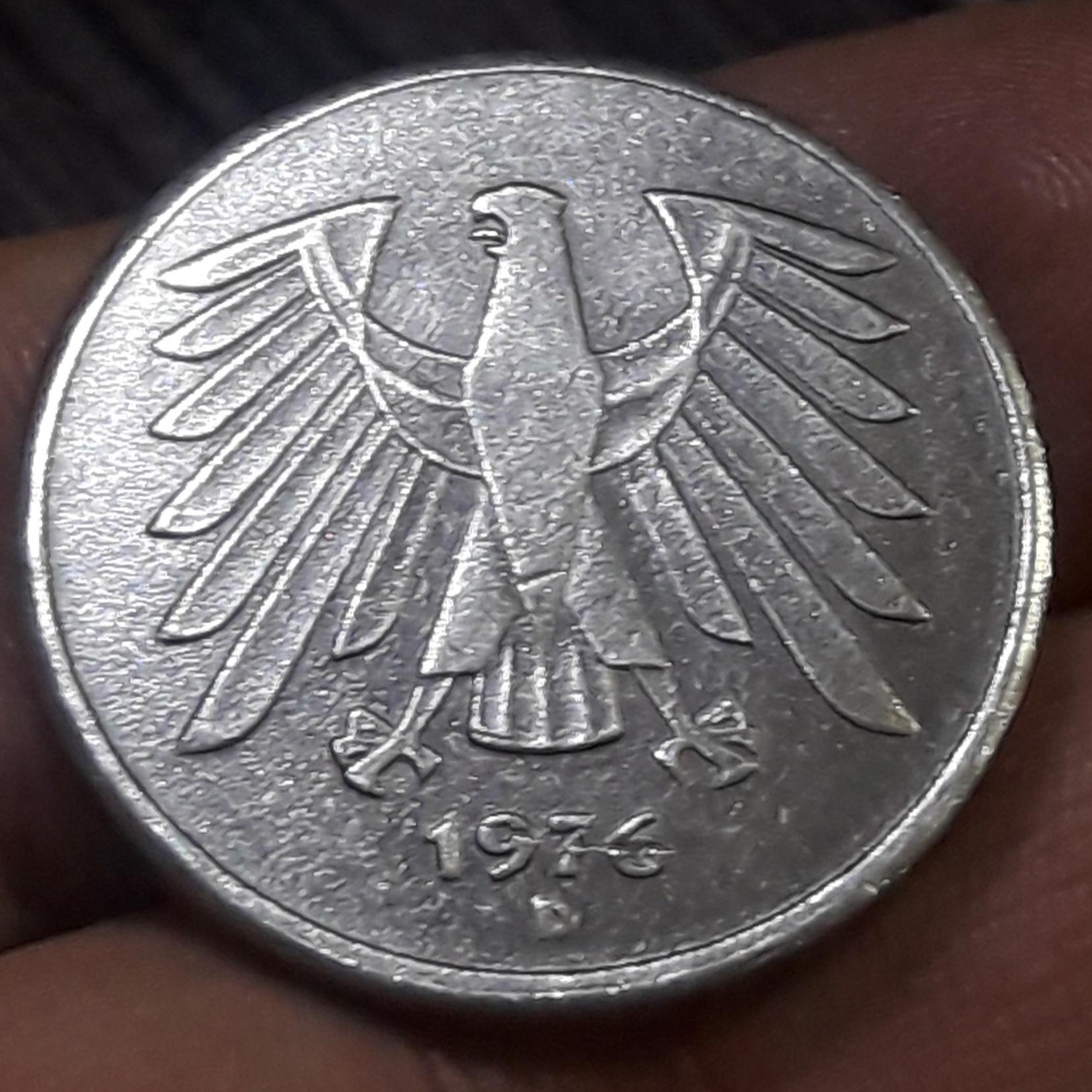 سکه کلکسیونی کمیاب 5 مارک آلمان 1976D کد 658