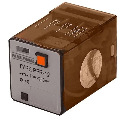 رله شیشه ای دو کنتاکت 220 ولت پارس فانال PFR-12