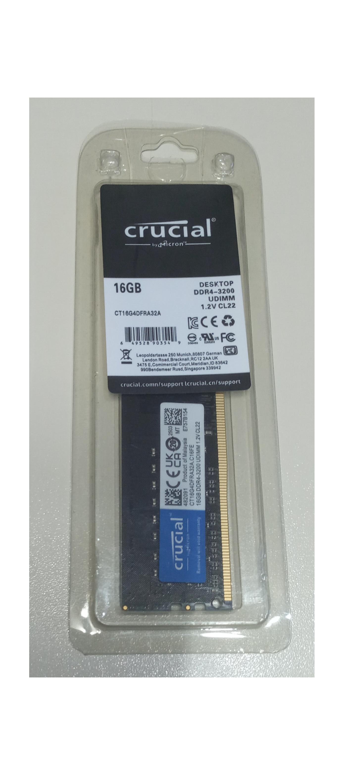 رم نو DDR4 16GB 3200Mhz برند Crucial