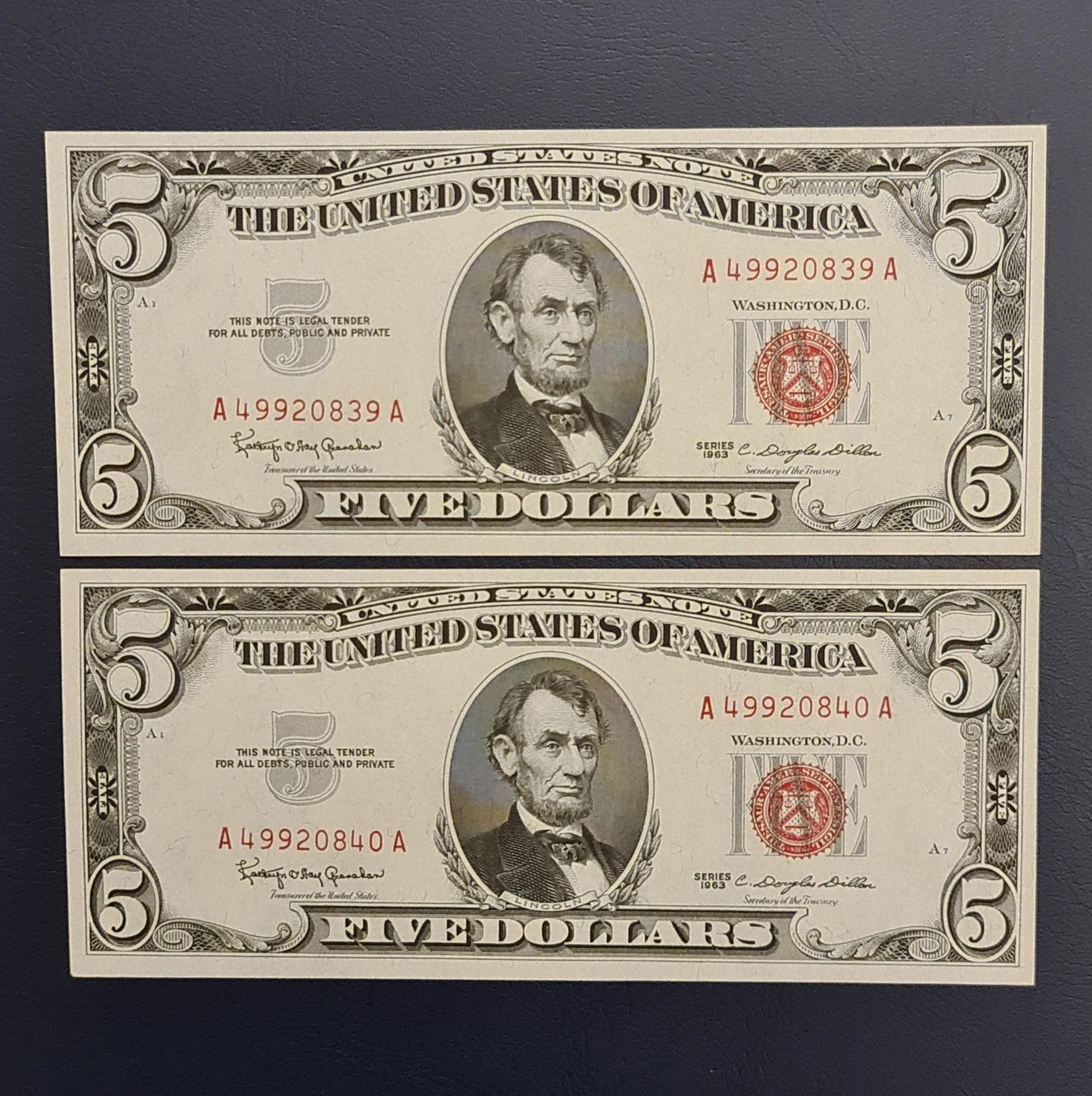 دلار آمریکا، ست کامل دلاری های مهر قرمز سری 1963