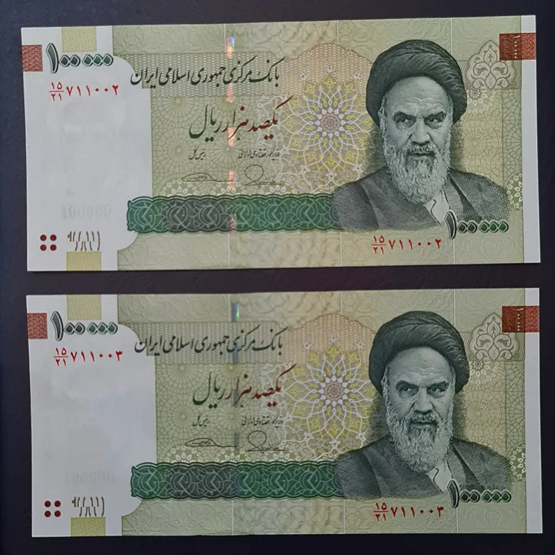 جفت اسکناس 100000 ریال سعدی طیب نیا سیف