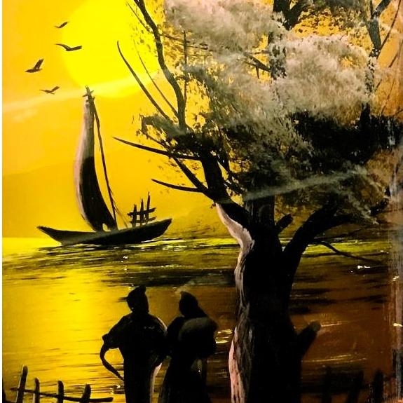 قاب عکس دو نفره عاشقانه نقاشی شیشه ای قدی