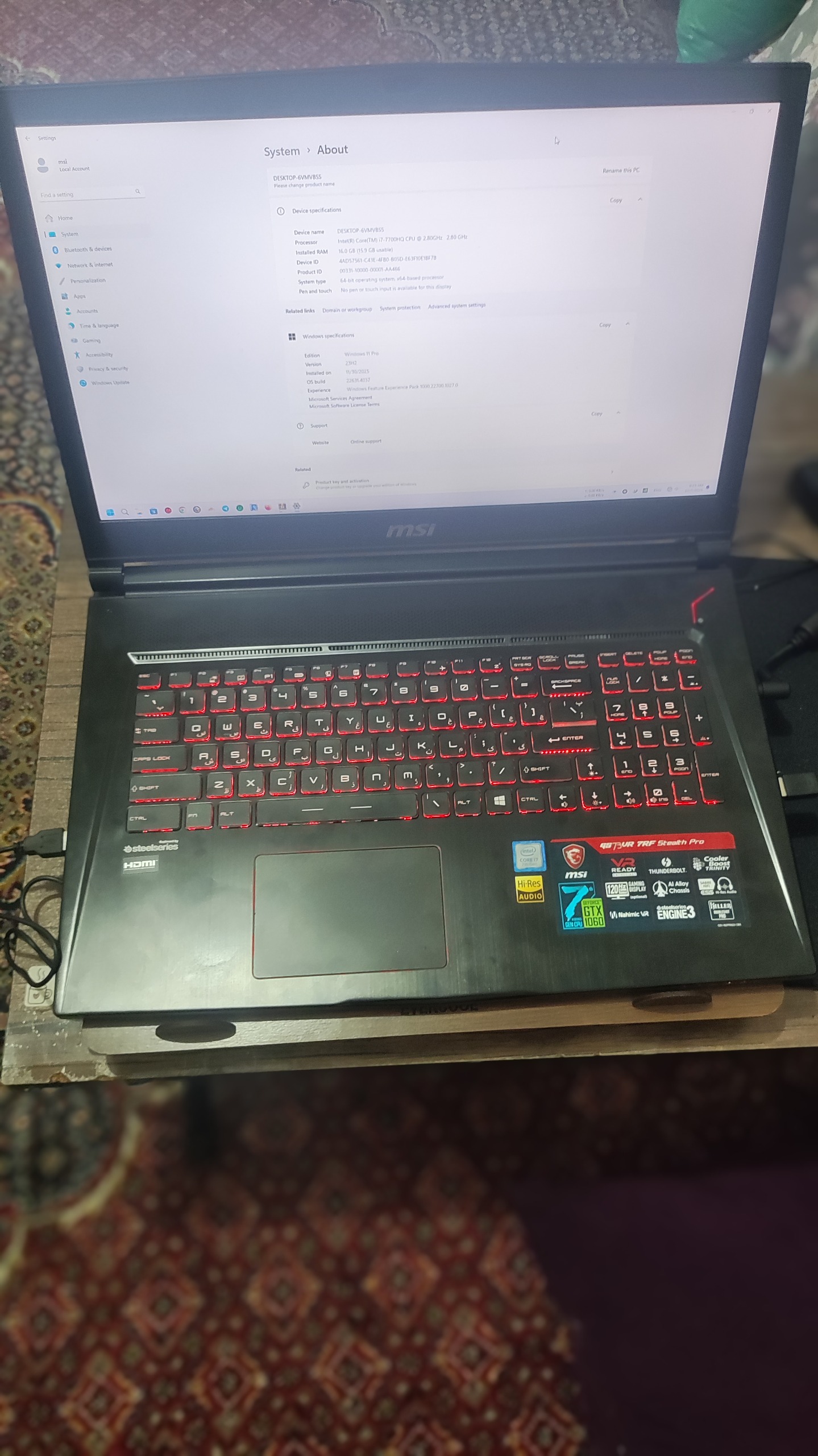 MSI GS73VR 7RF stealth pro