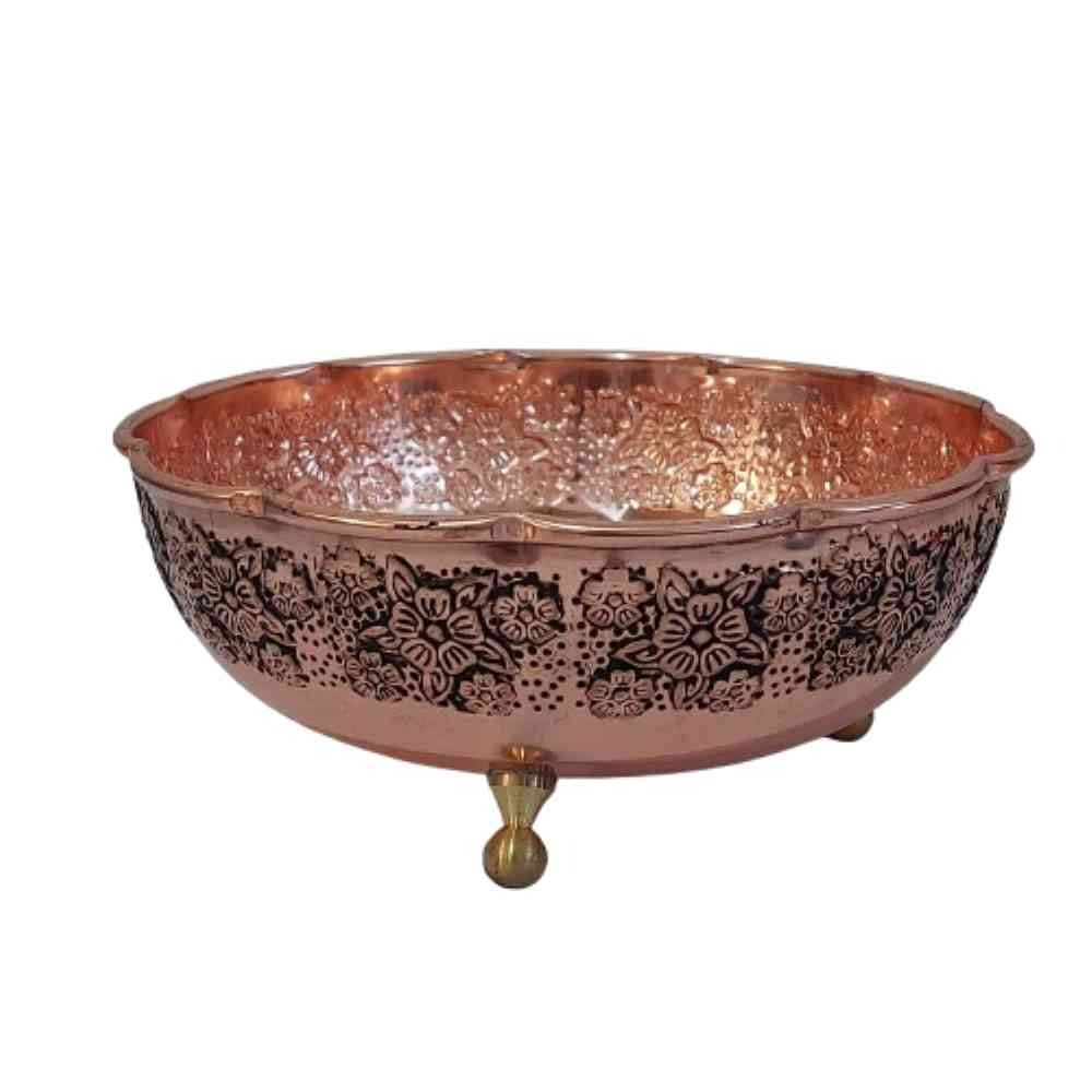 کاسه مسی قلم زنی 3پایه مس زنجان نانو مس آنتی اکسید