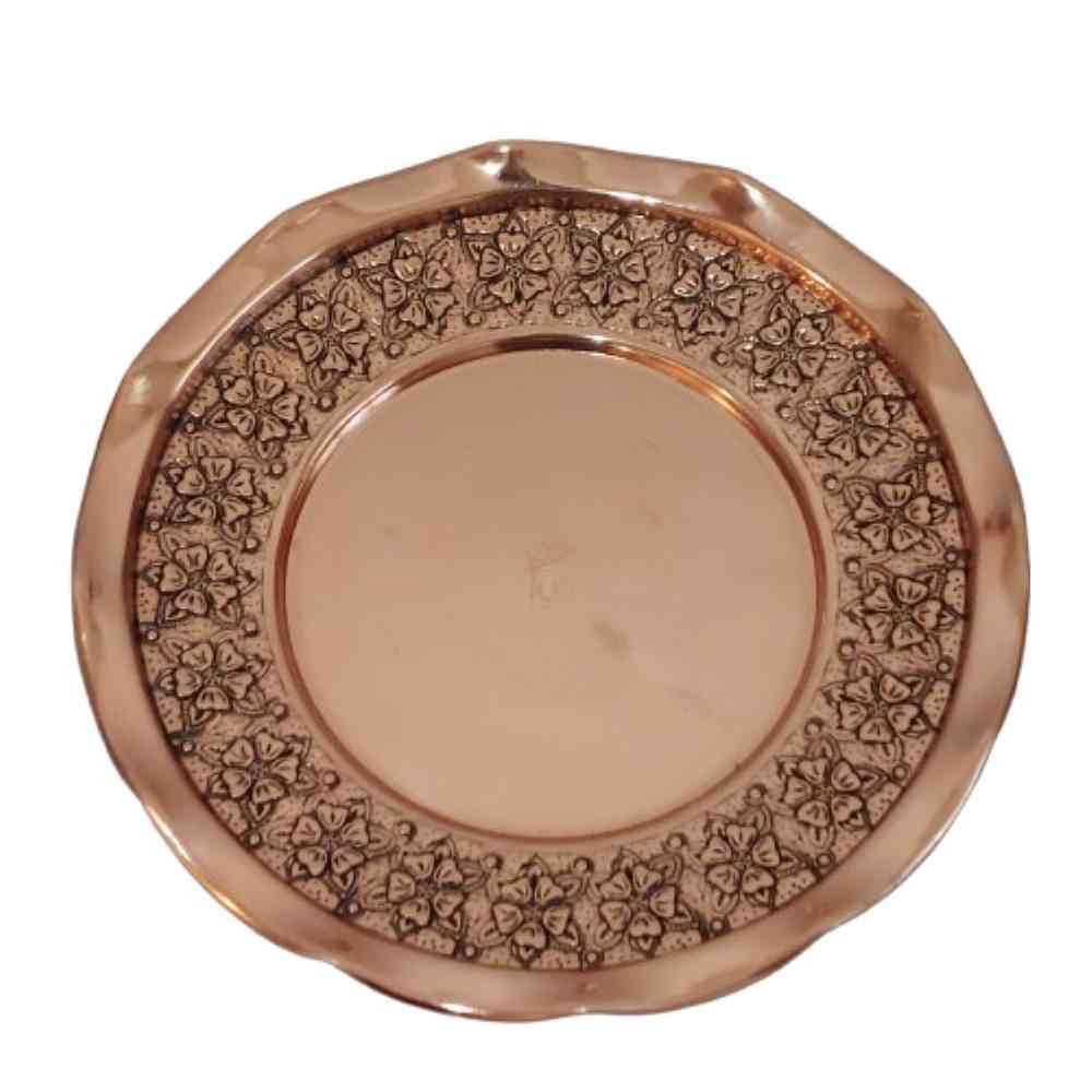 بشقاب مسی قلم زنی فلزی بشقاب مس زنجان ظرف پذیرایی