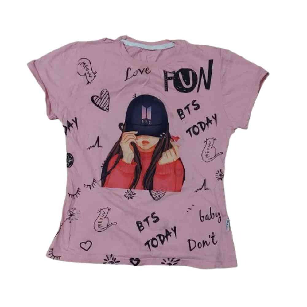 تیشرت آستین کوتاه دخترانه طرح دختر BTS برند felida