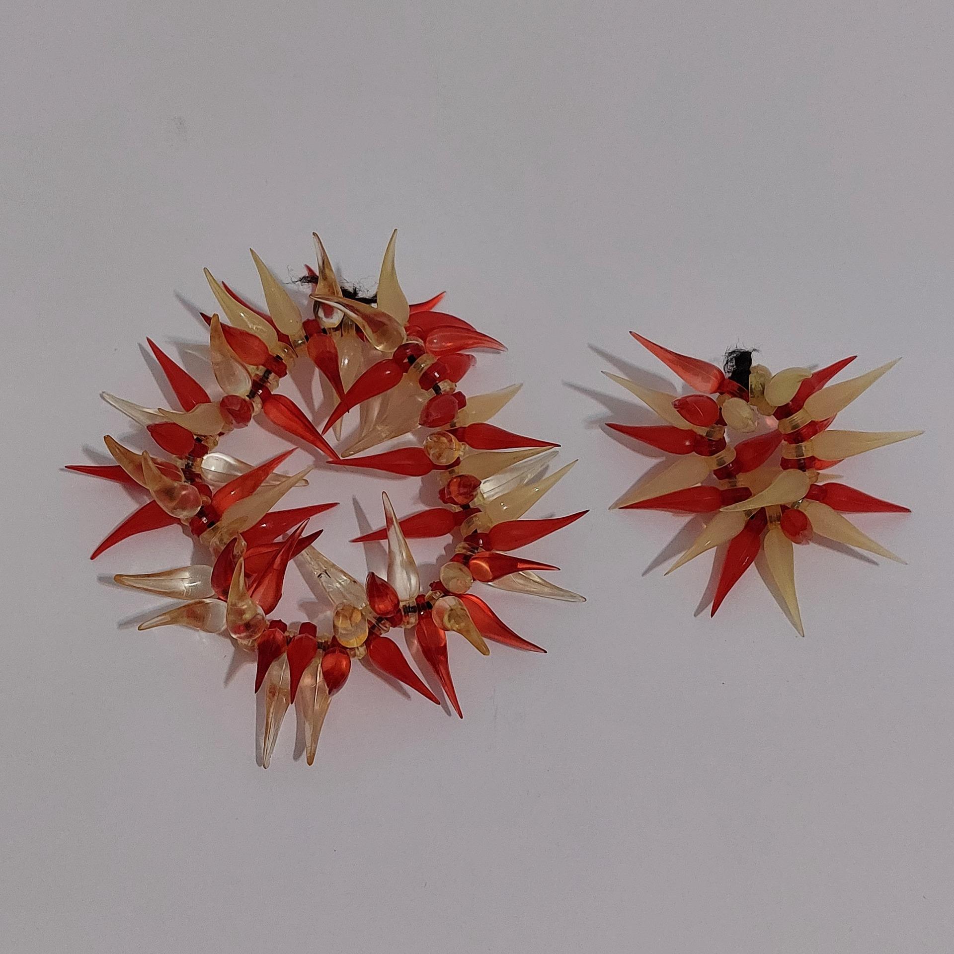 ست دستبند انگشتر یا کش مو سرخپوستی خاردار 2 عدد