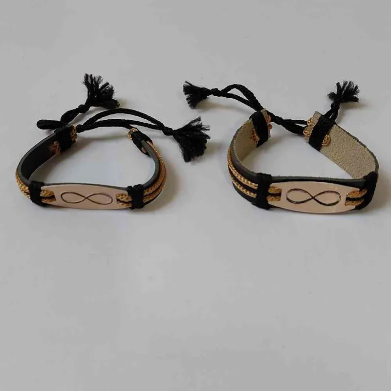 دستبند چرم بی نهایت گره کشویی اسپرت زنانه مردانه