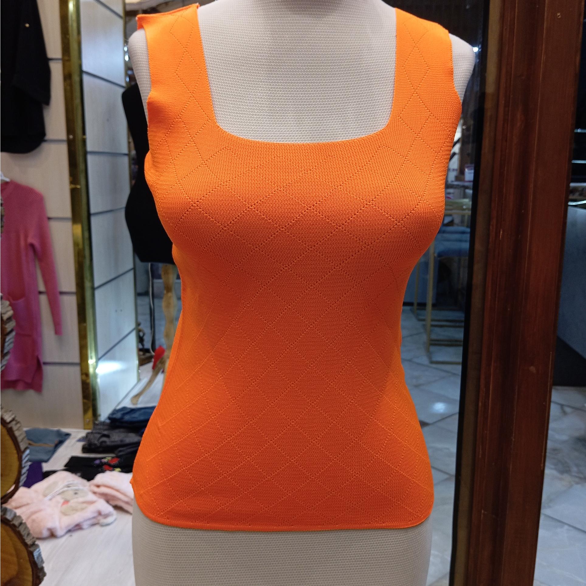 تاپ بافت نارنجی زنانه