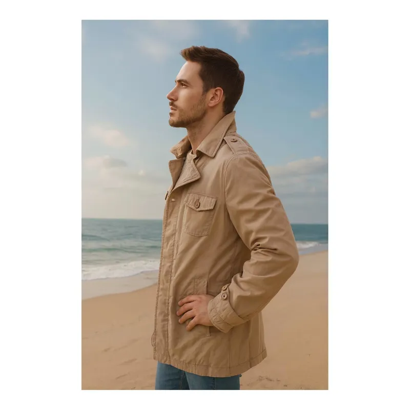 اورکت شیک مردانه رنگ خاکی(کرمی)