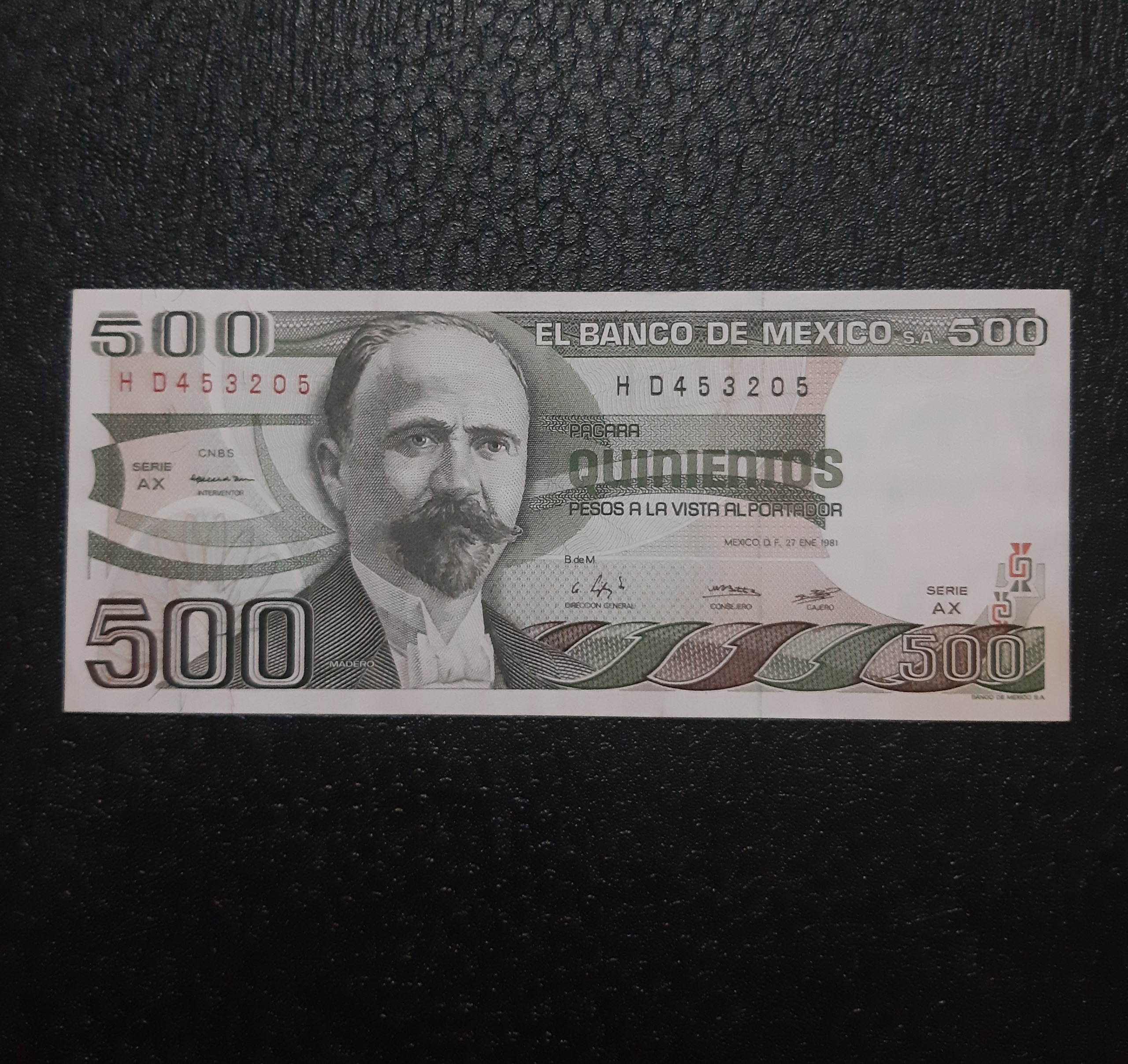 500 پزو مکزیک، مقوایی واقعی، 1981