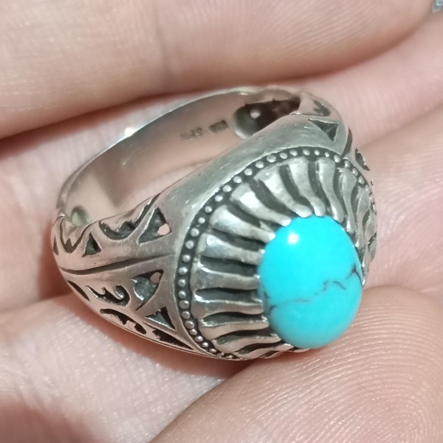 انگشتر بسیار زیبا، نگین فیروزه اصل