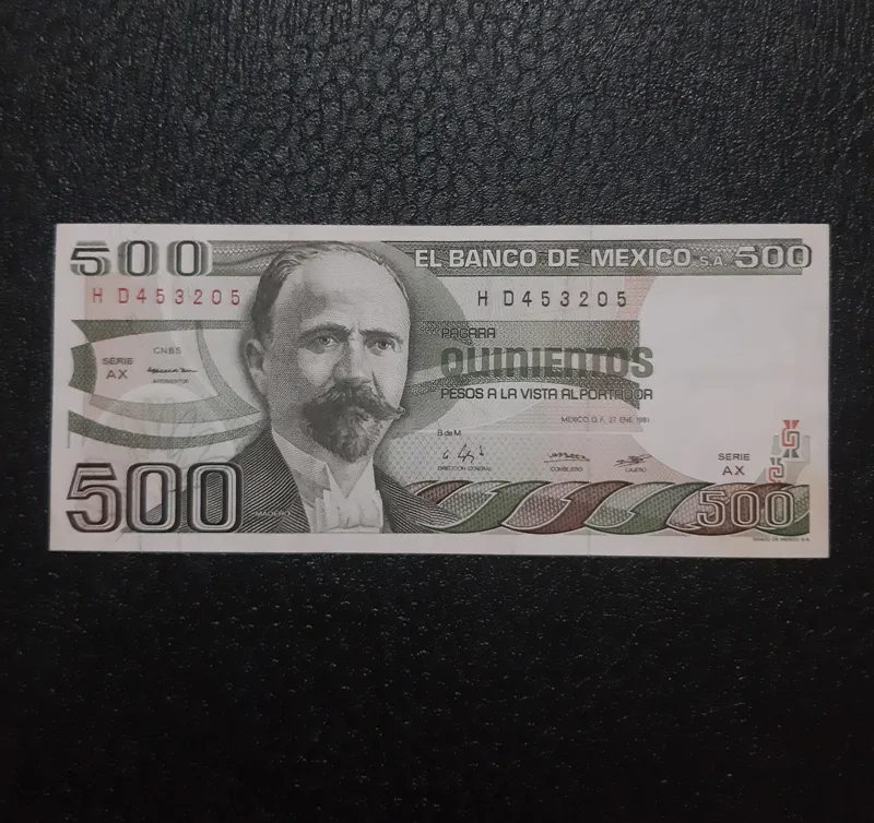 500 پزو مکزیک، مقوایی واقعی، 1981