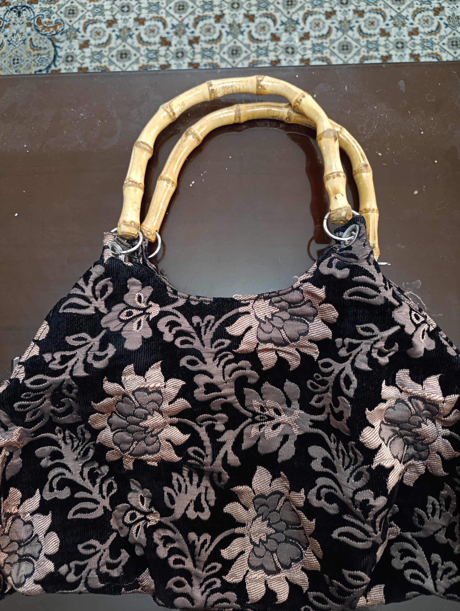 کیف زنانه پارچه ای دسته بامبو