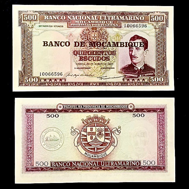 تک برگ بانکی اسکناس 500 اسکودو موزامبیک