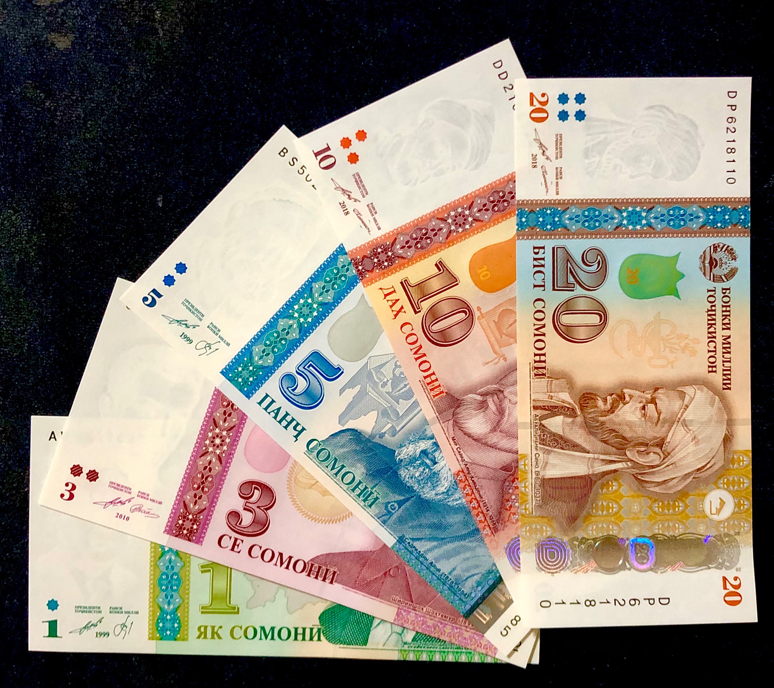 ست 5 برگ بانکی 1 تا 20 سامانی تاجیکستان