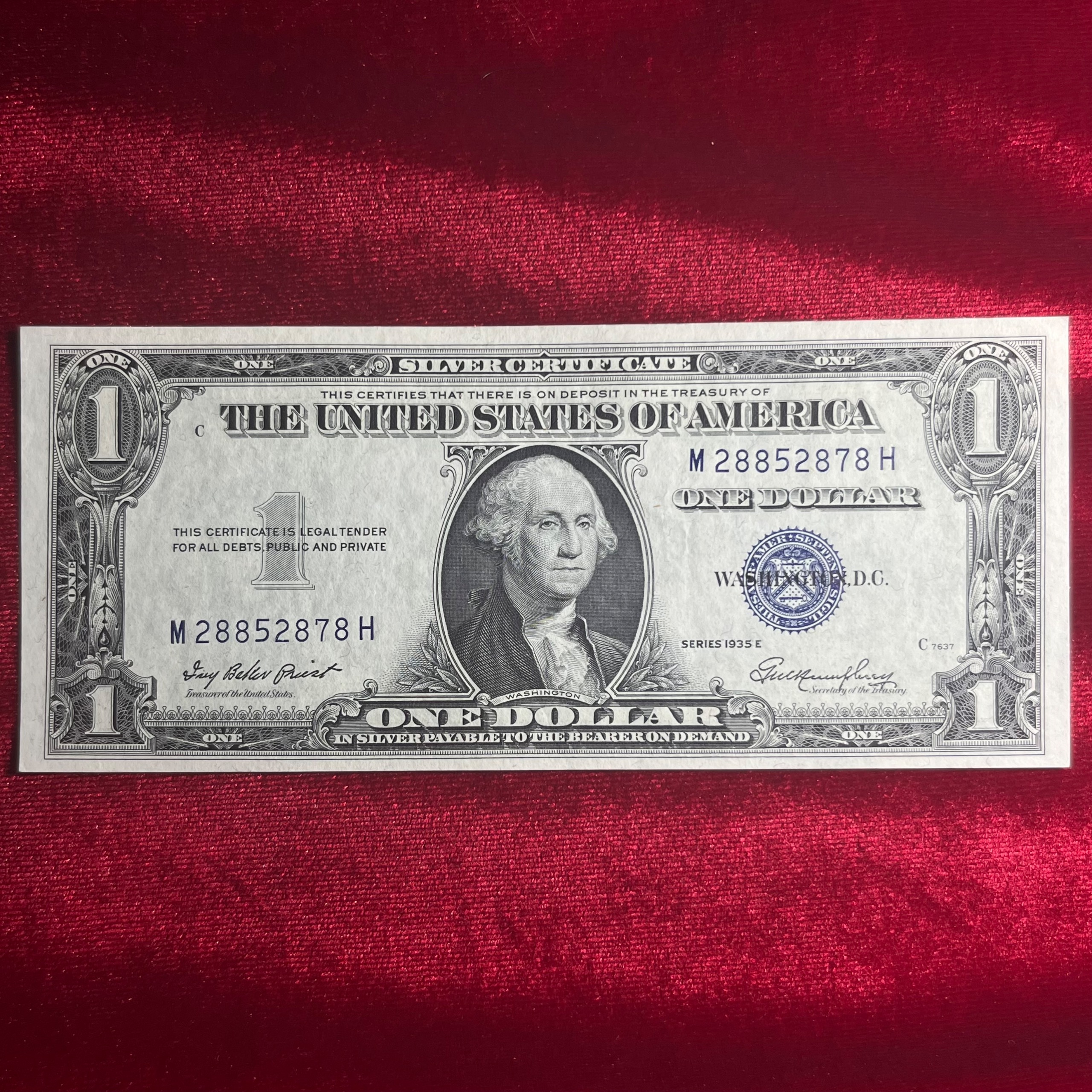 اسکناس یک دلار مهرآبی سال 1935 آمریکا