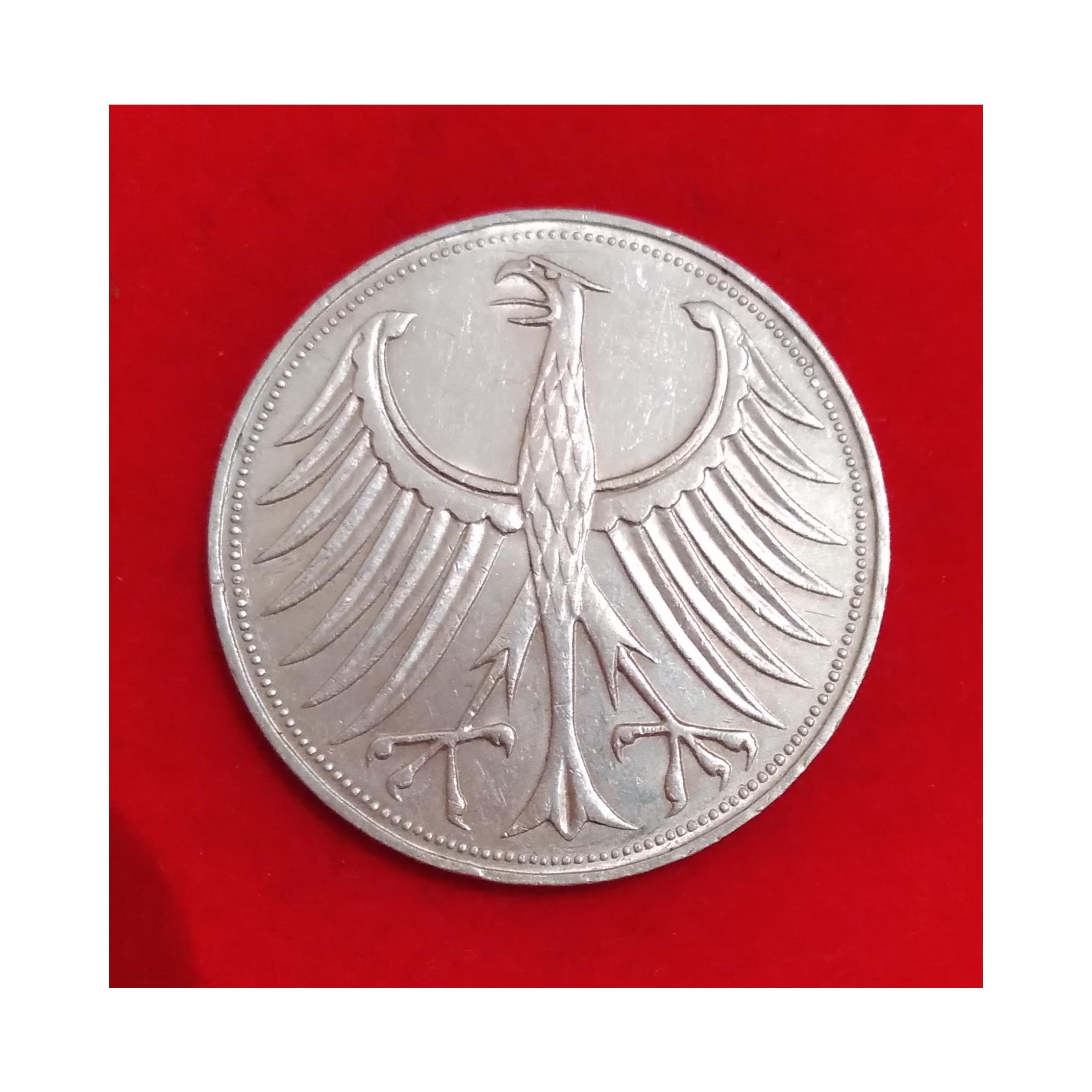 سکه نقره 5 مارک آلمان 1966 تمیز