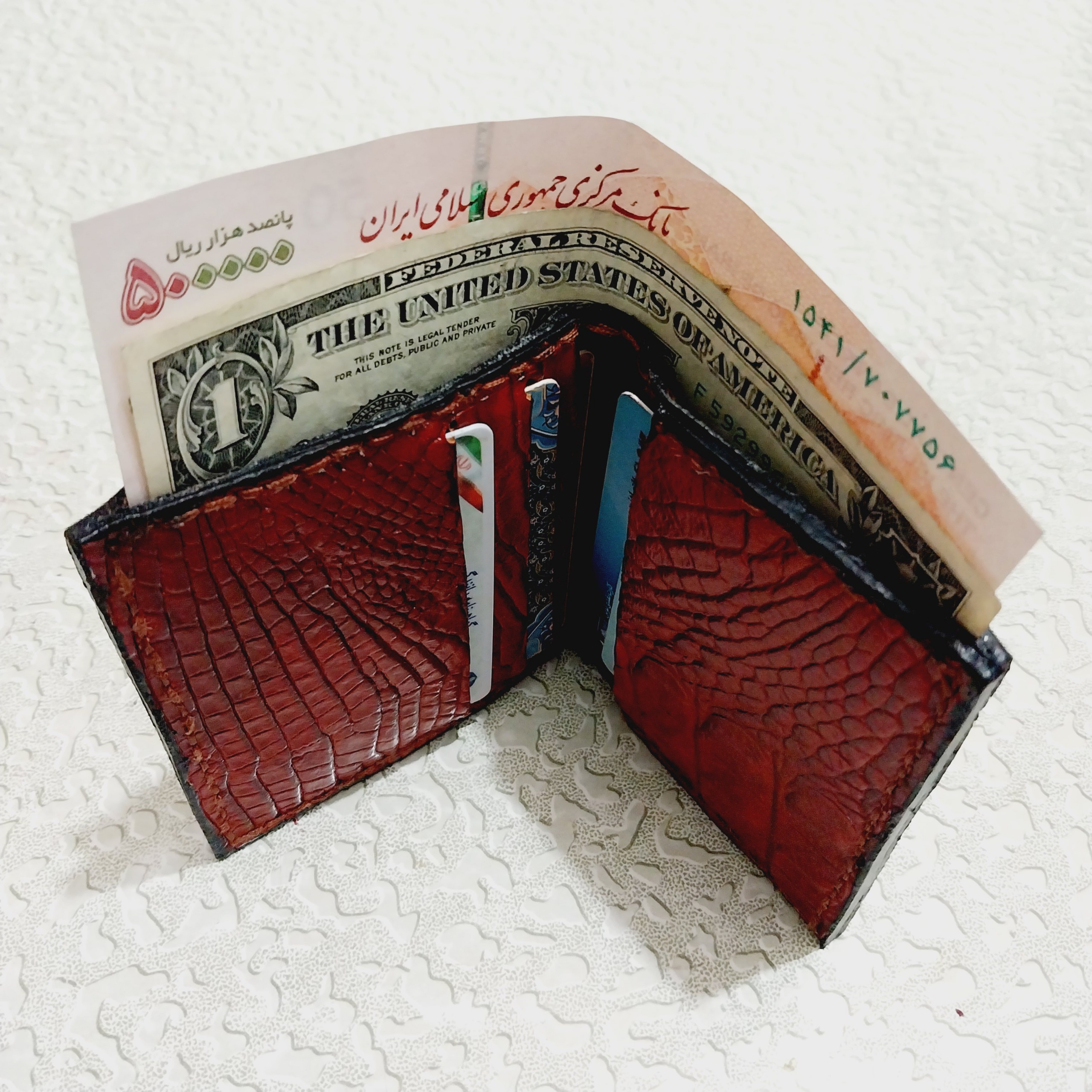 کیف پول دو لت زنانه چرم طبیعی بسیار زیبا