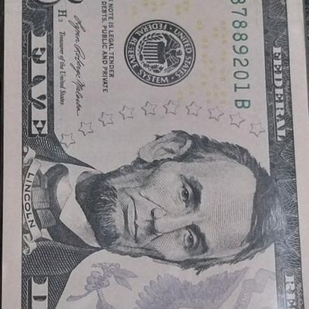 اسکناس 5 دلاری 100 برگ سریالی پشت هم