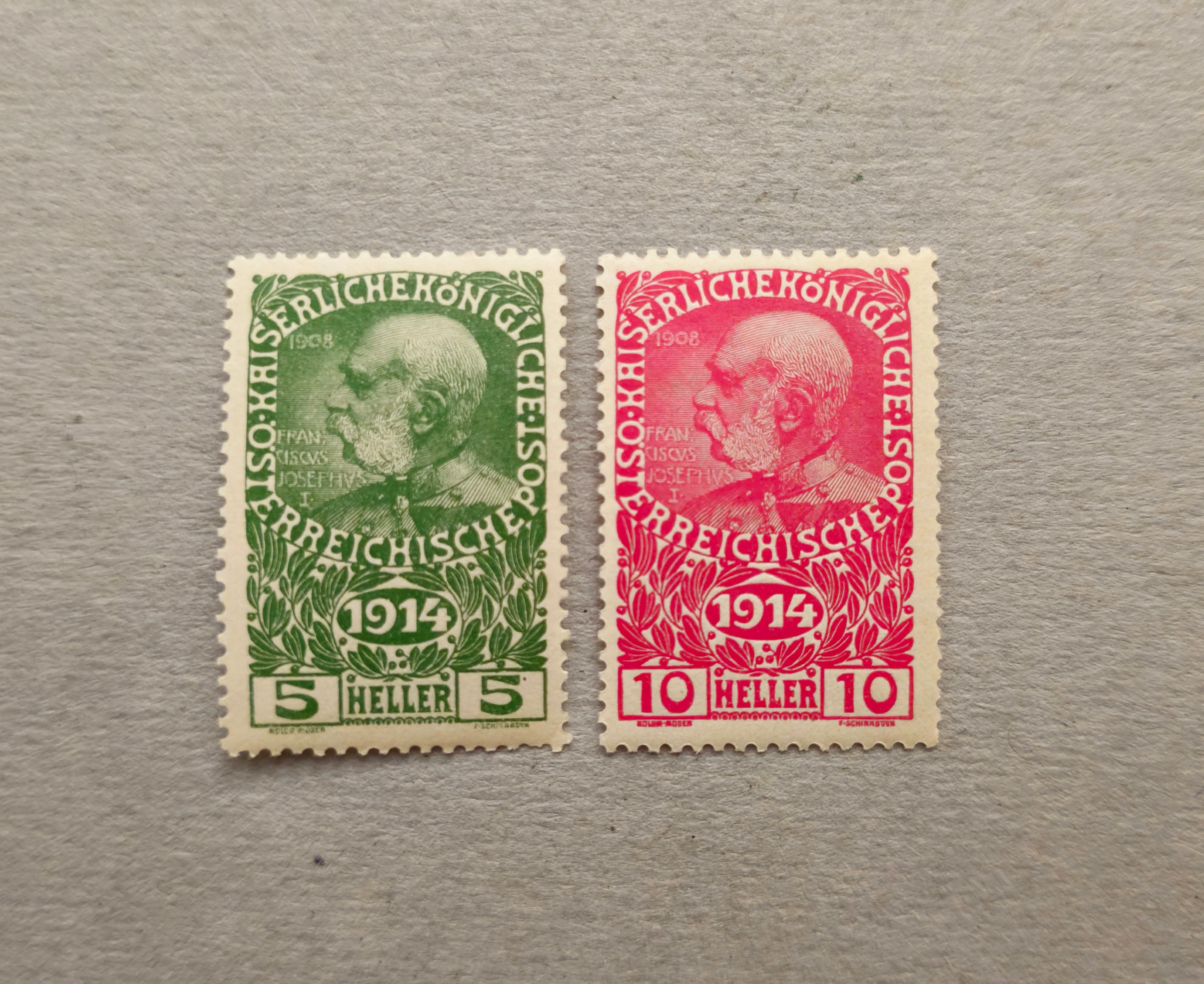 دو تمبر 111 ساله فرانتس یوژف اول اتریش 1914