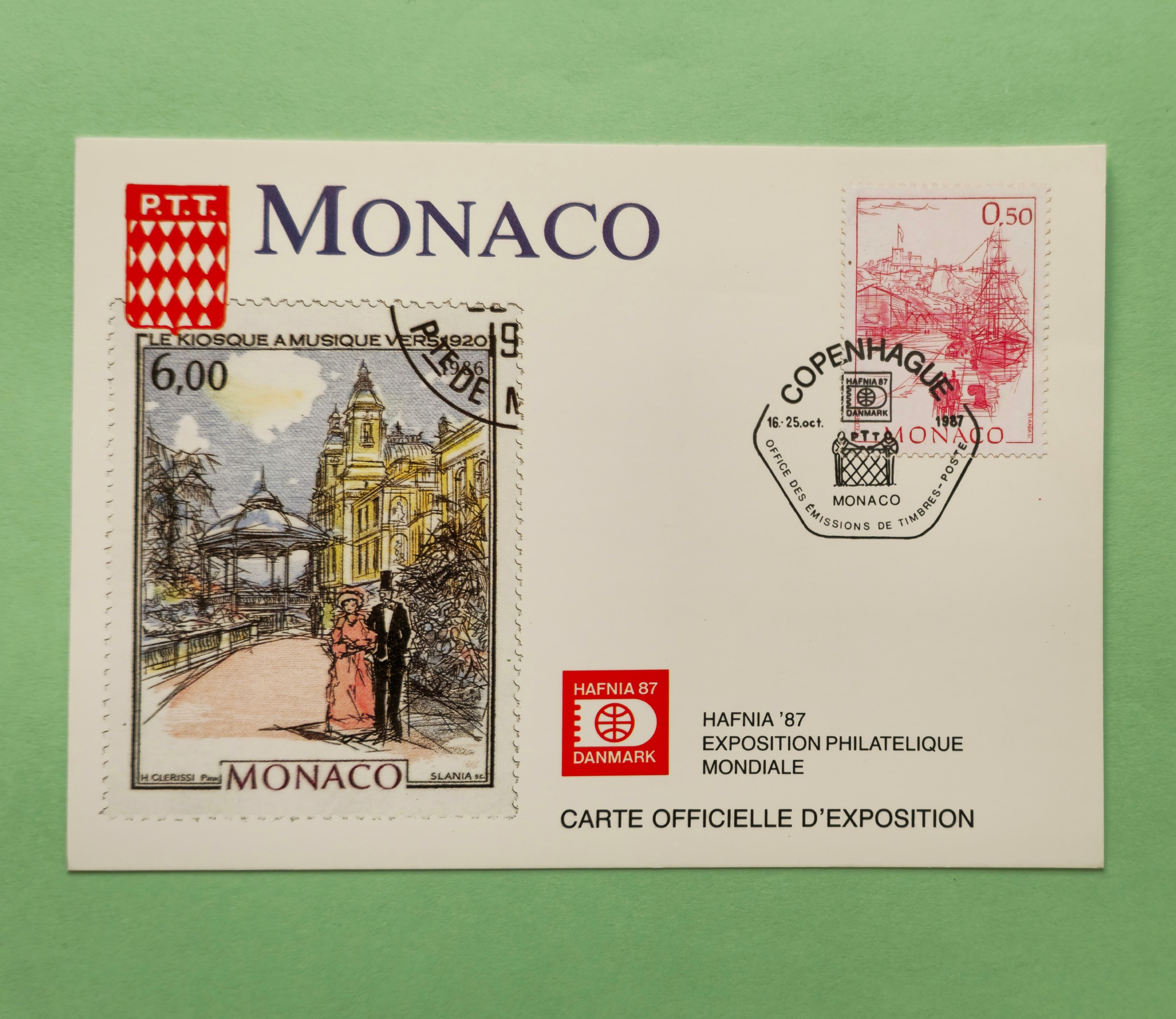 کارت پستال رسمی نمایشگاه جهانی HAFNIA 87 موناکو