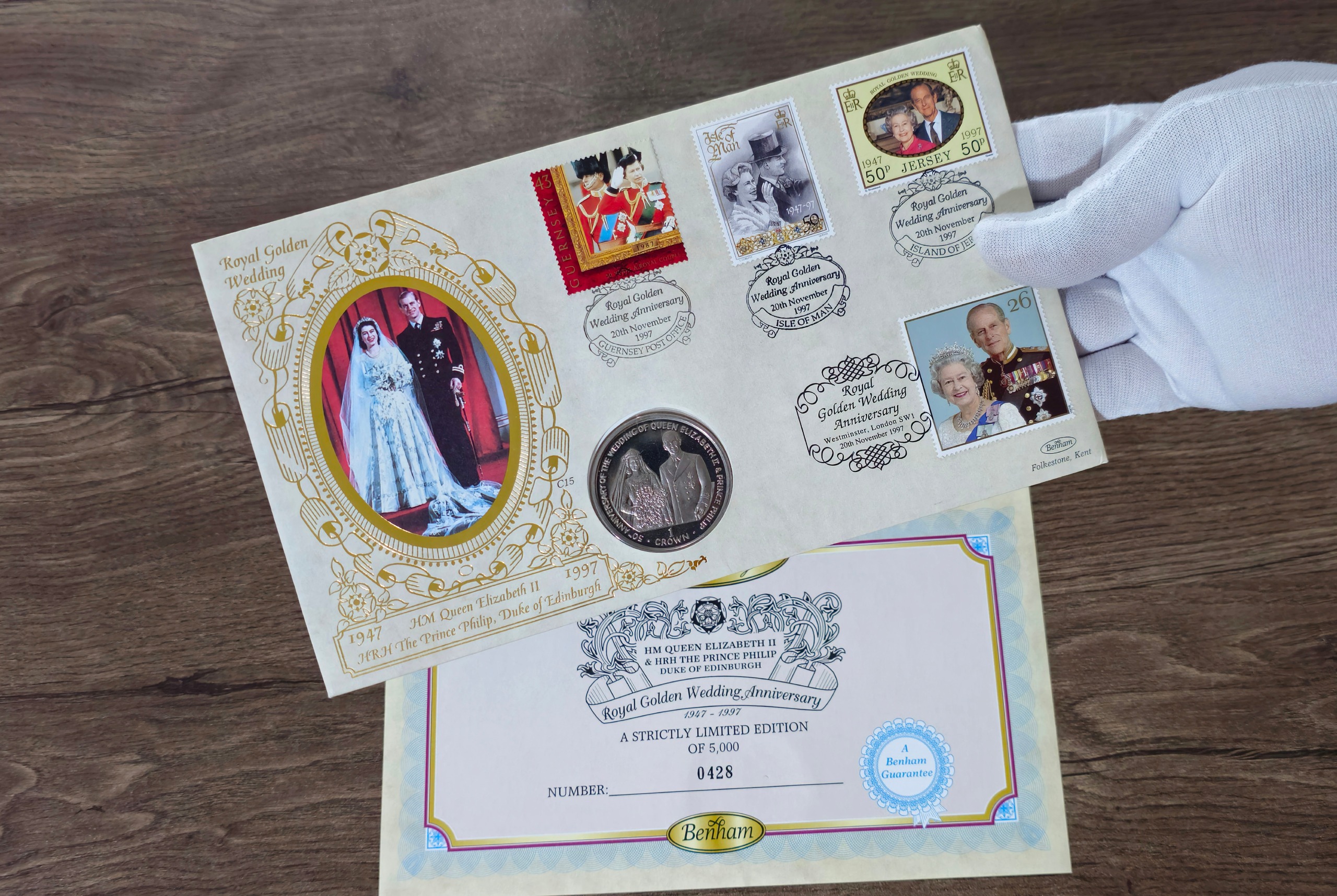 پاکت سکه دار نایاب ازدواج ملکه انگلیس Benham