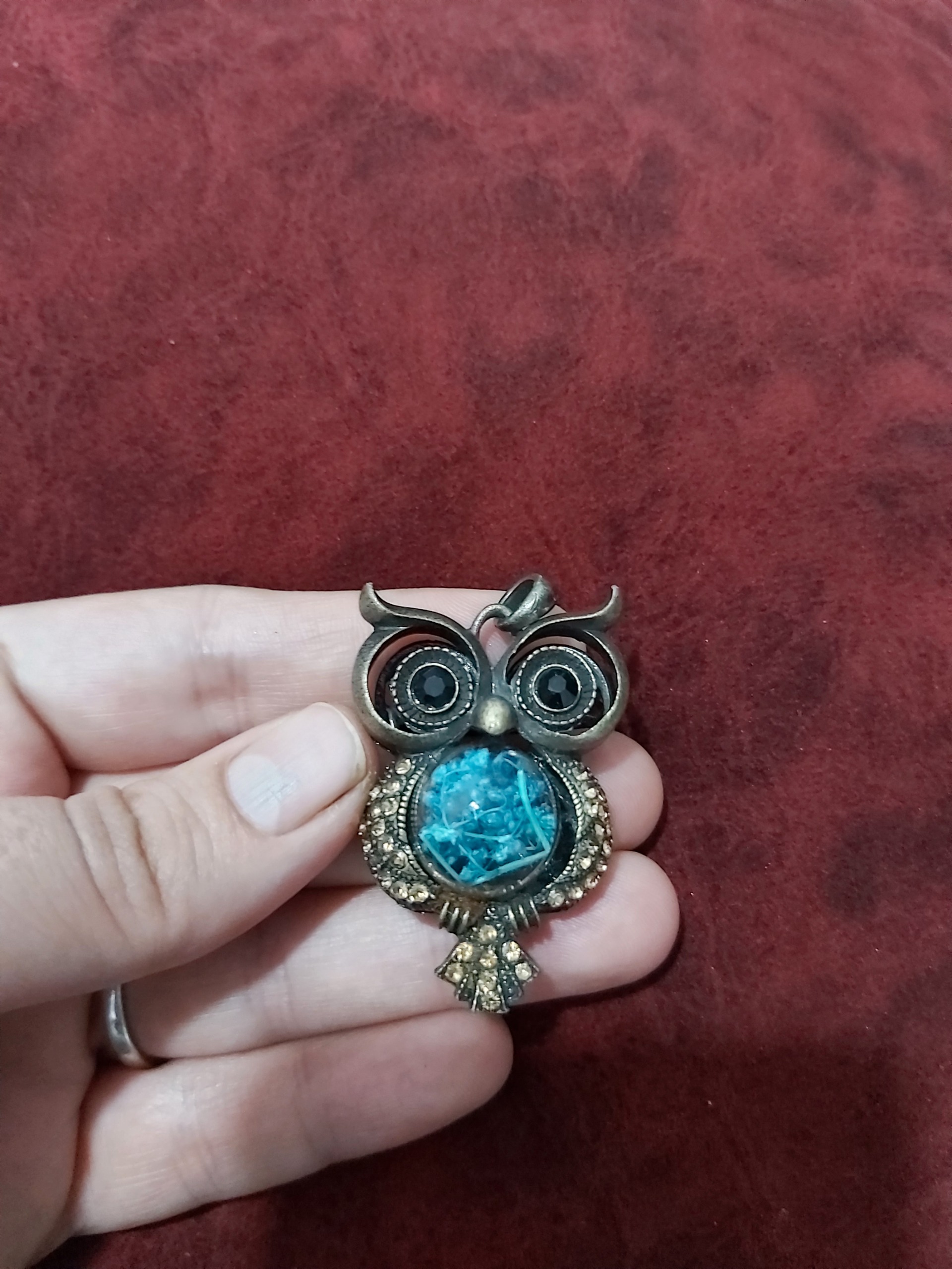 پلاک جغد نگین دار زیبا