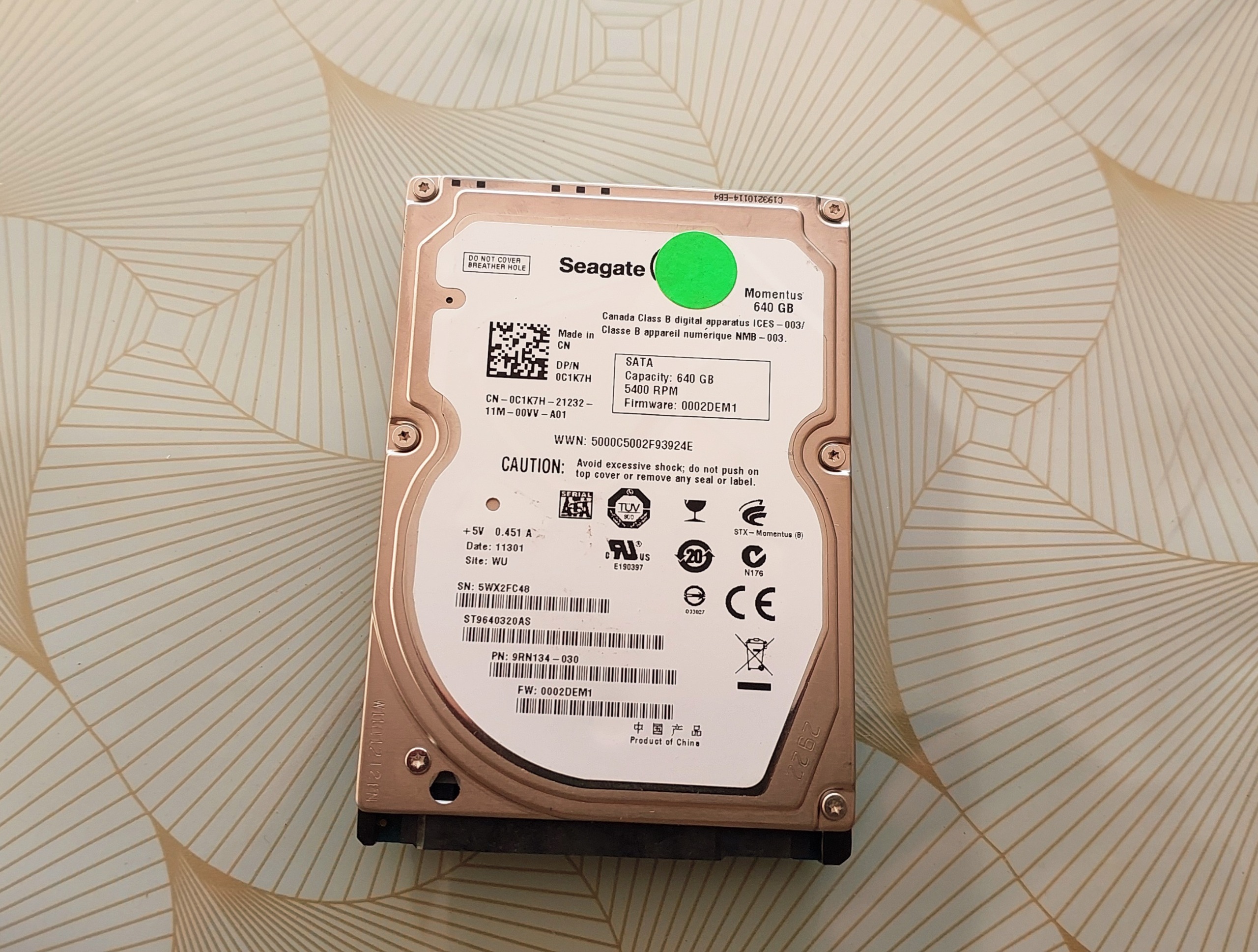 هارد640گیگ سیگیت لپ تاپی