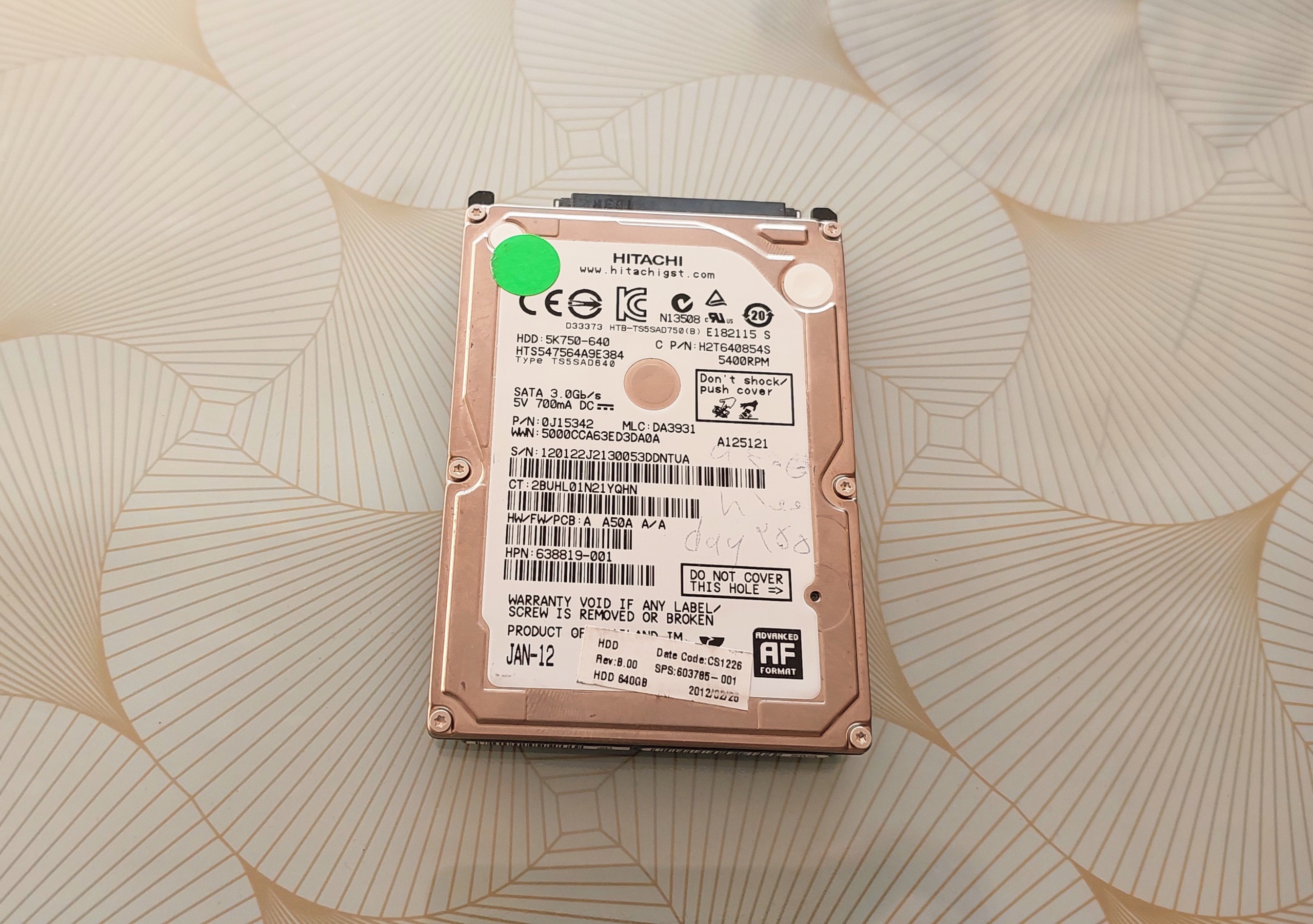 هارد640گیگ هیتاچی لپ تاپی