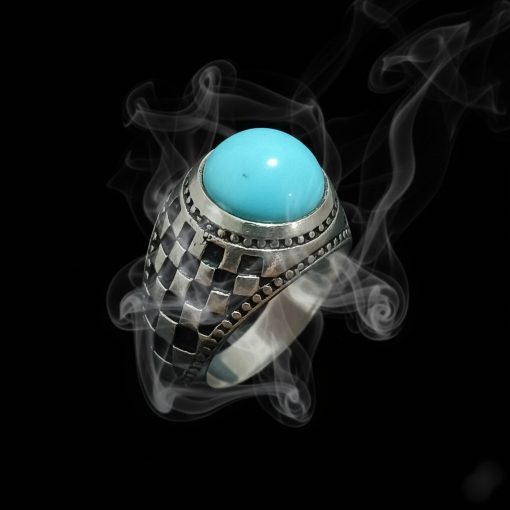 انگشتر فیروزه عجم طرح نقره