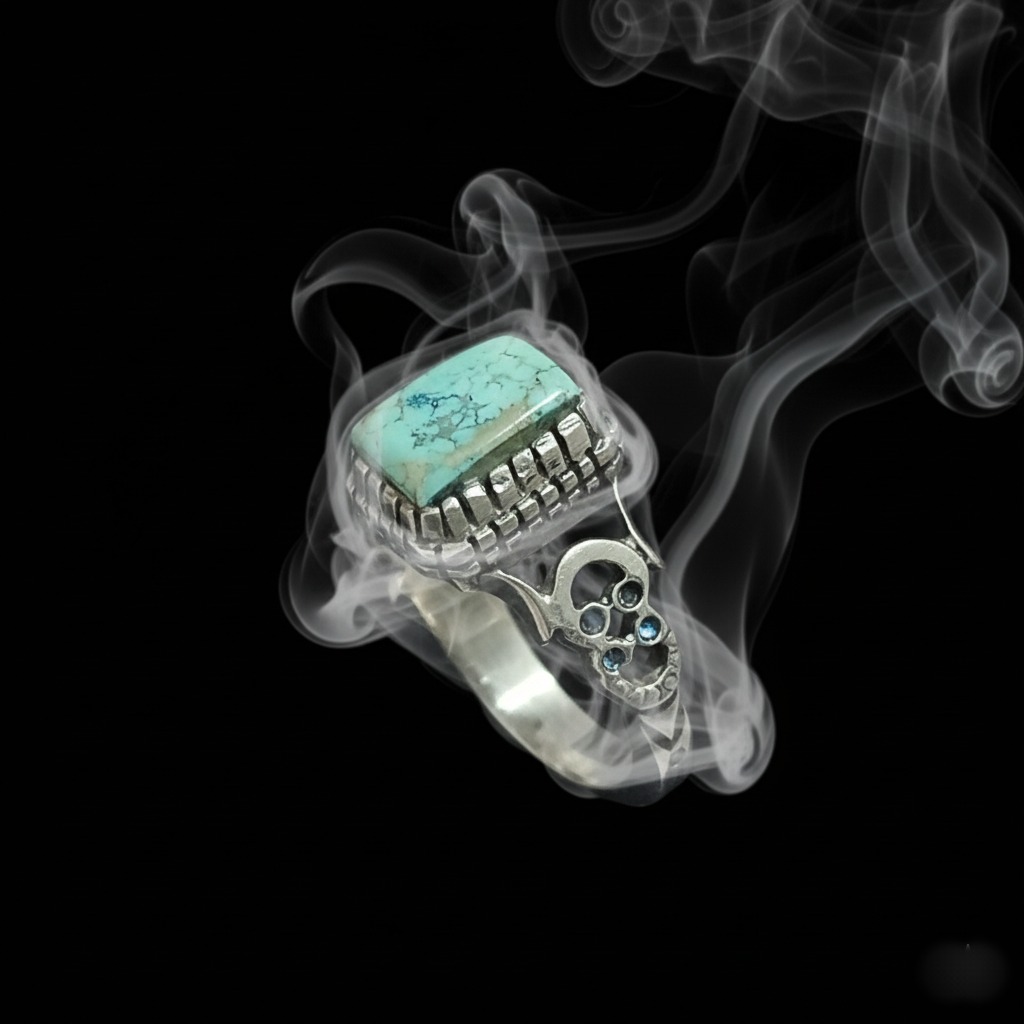 انگشتر فیروزه طبیعی شجر نیشابور طرح نقره هدایایی