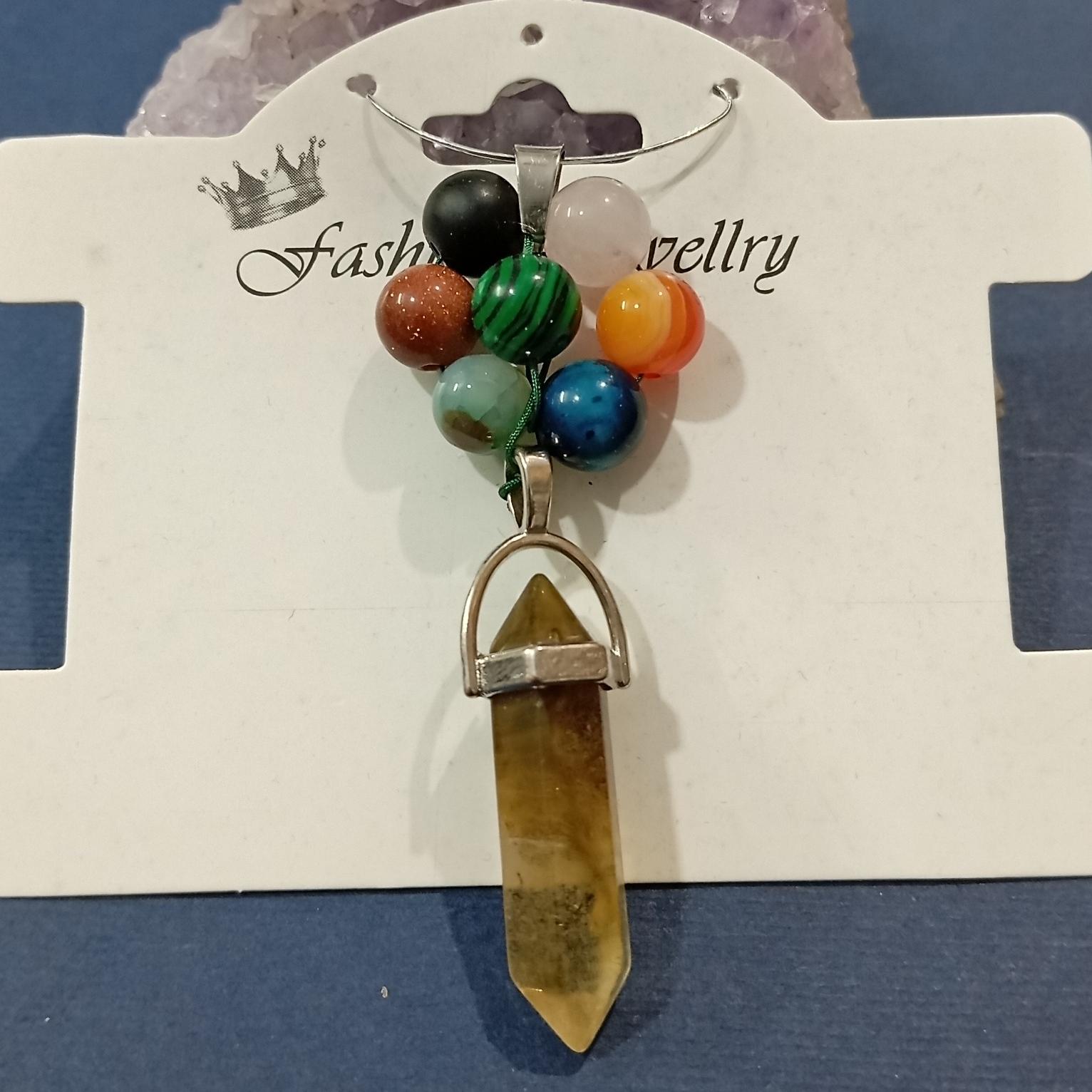 آویزگردنی سیترین سنگ موفقیت بامهره های انرژی