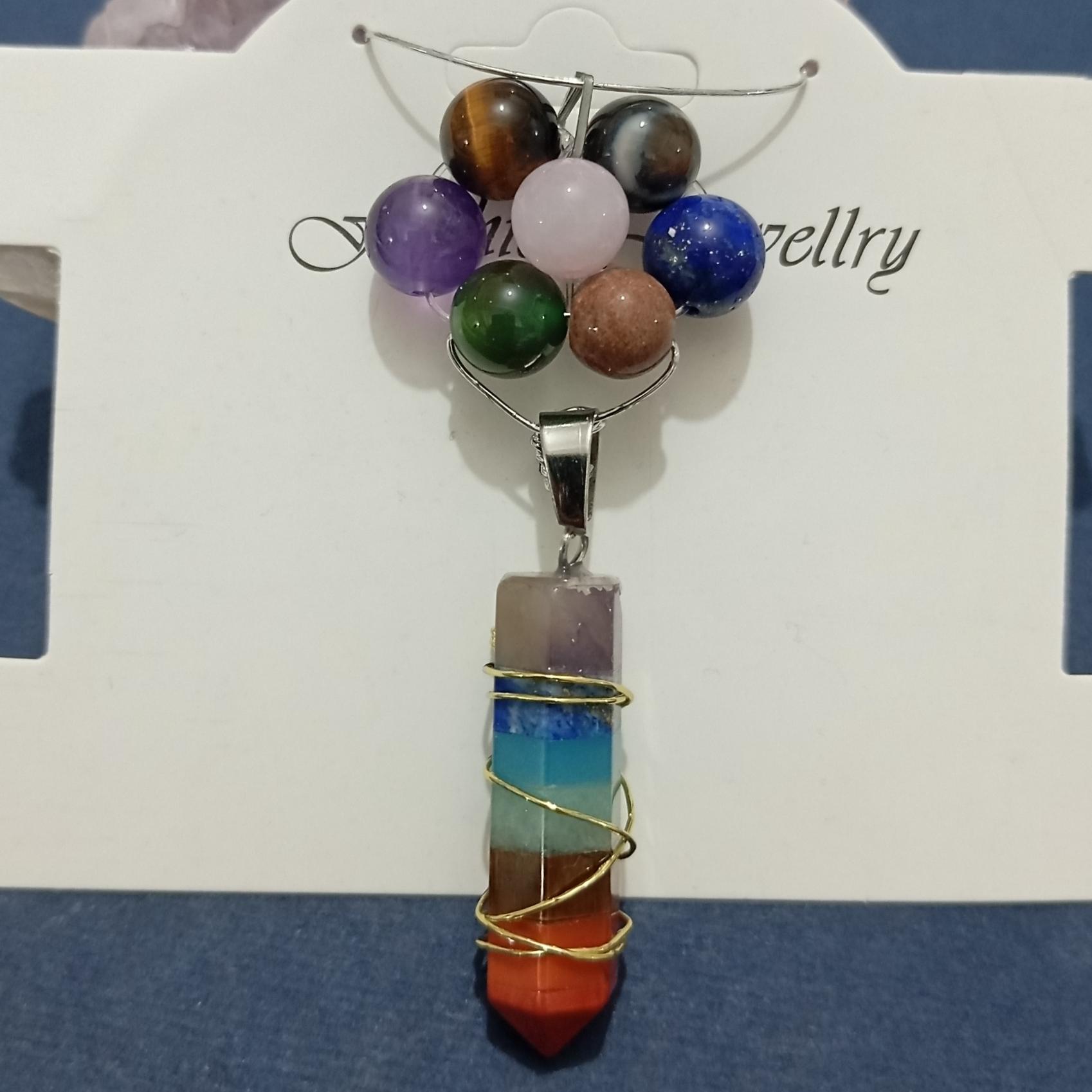 آویزگردنی هفت مراکز بدن سنگ و مهره طبیعی انرژی