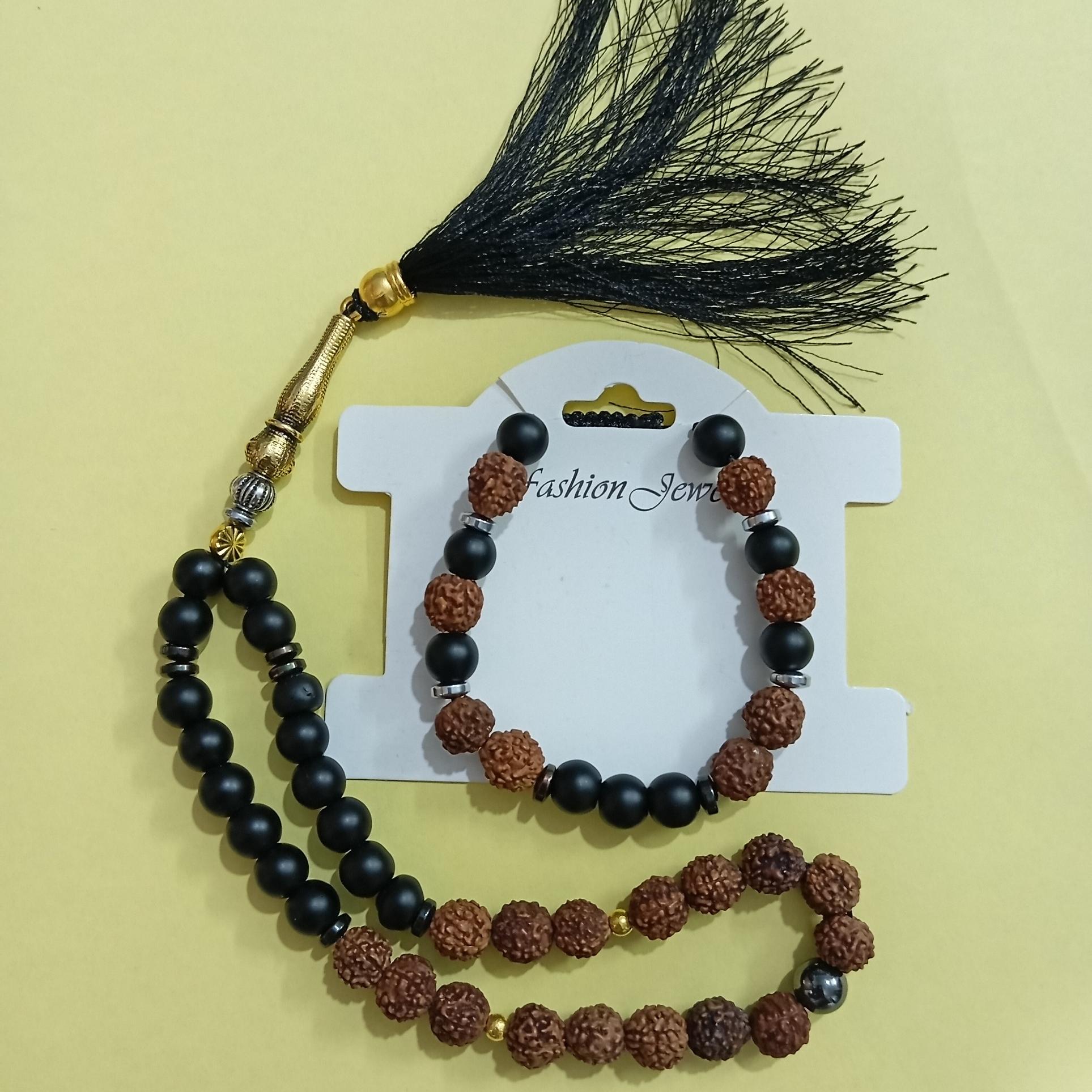 تسبیح و دستبند اونیکس و رودراکشاوحدید-کدT3