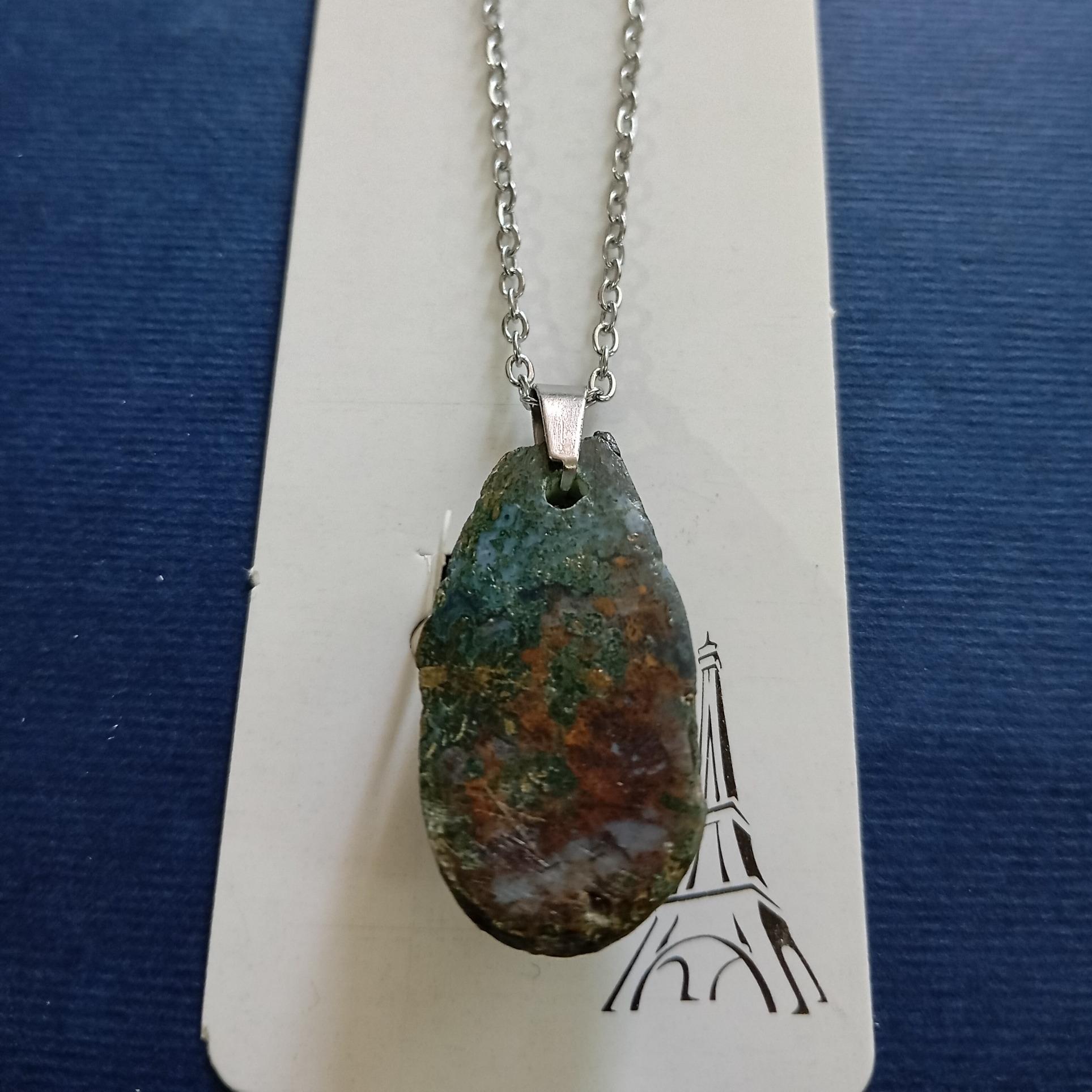 گردنبند عقیق خزه ای سنگ طبیعت با انرژی