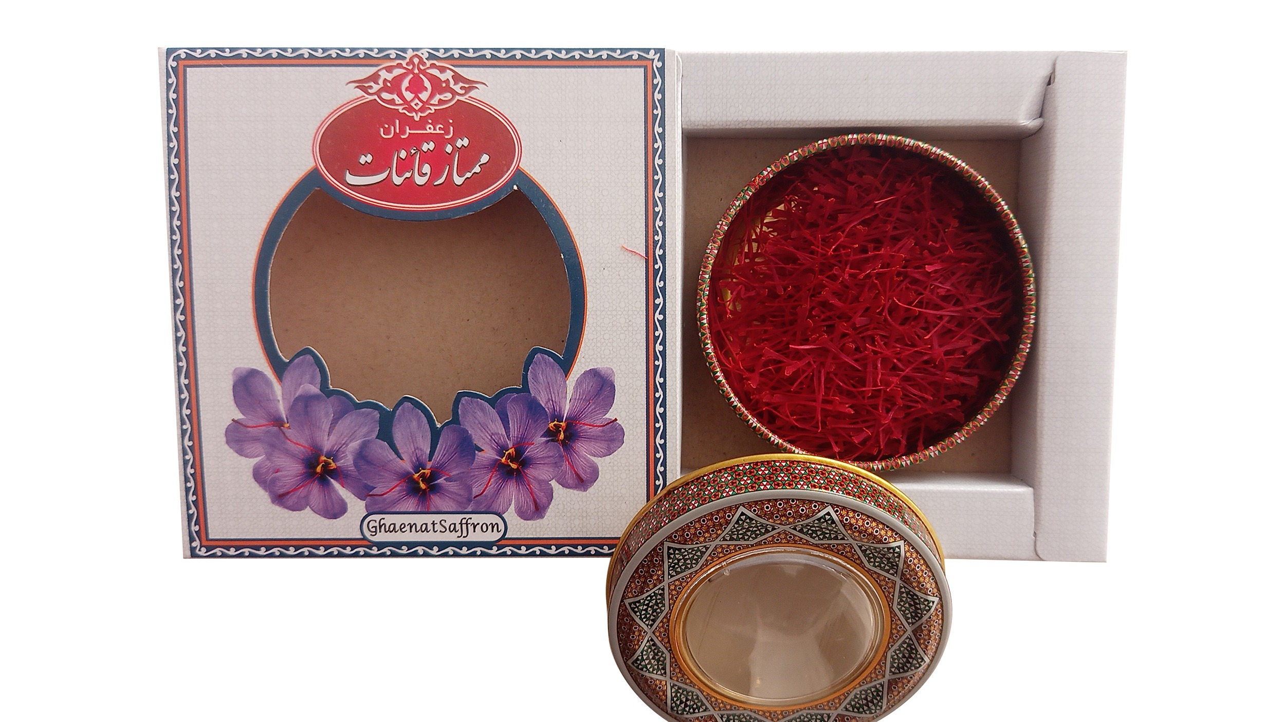 زعفران درجه یک نگین ظرف خاتم کاری (نیم مثقالی)
