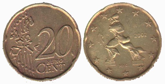 سکه در حد بانکی 20 سنت یورو ایتالیا - 2001