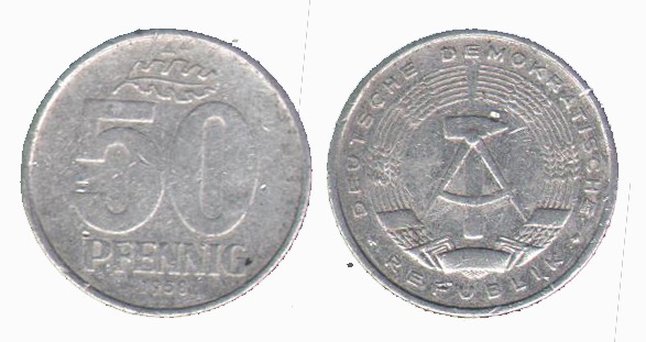 سکه در حد بانکی 50 فینیگ آلمان شرقی - 1959