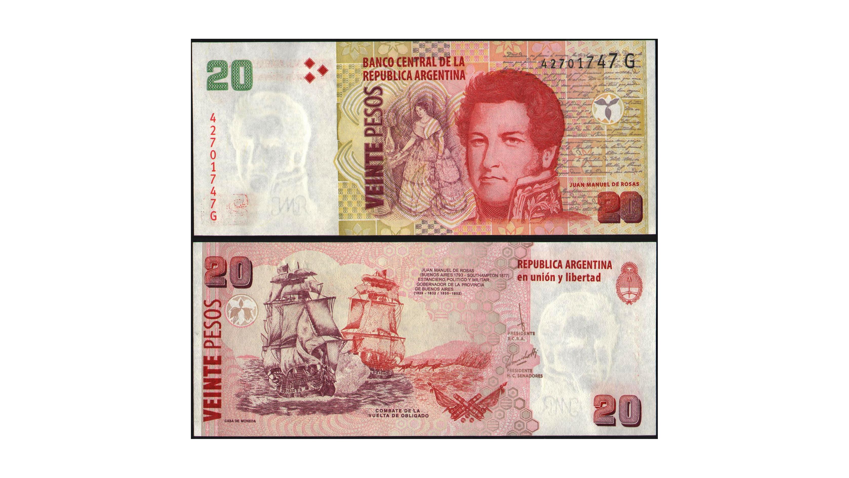 اسکناس جفت بانکی 20 پزو آرژانتین