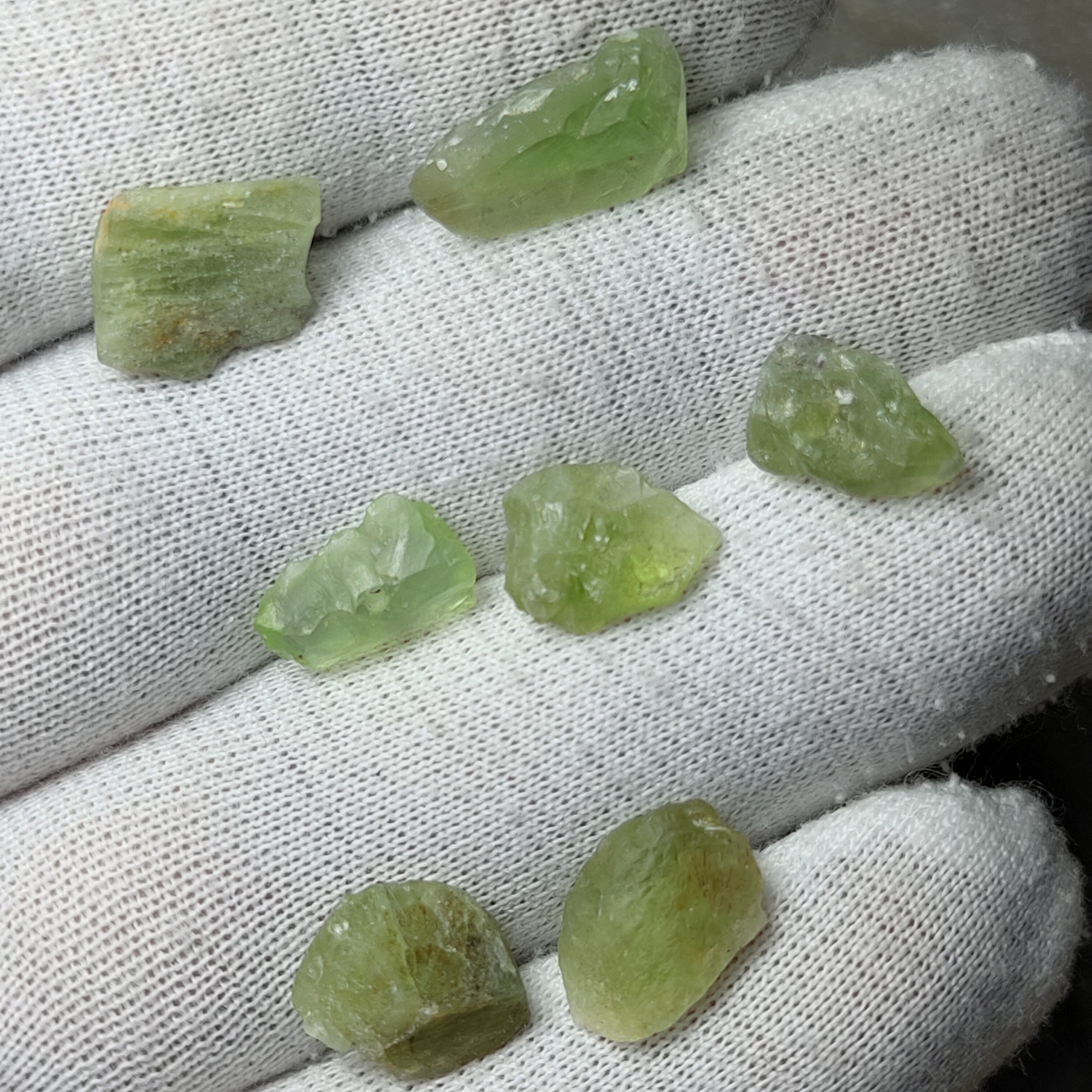 پک بلورهای سنگ زبرجد(پریدوت)معدنی وزن 24 قیراط