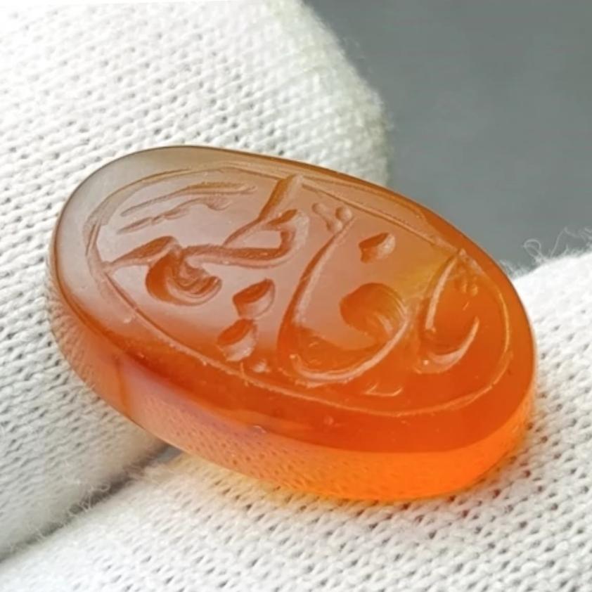 نگین عقیق یمن خطی حکاکی دستی گود نویس